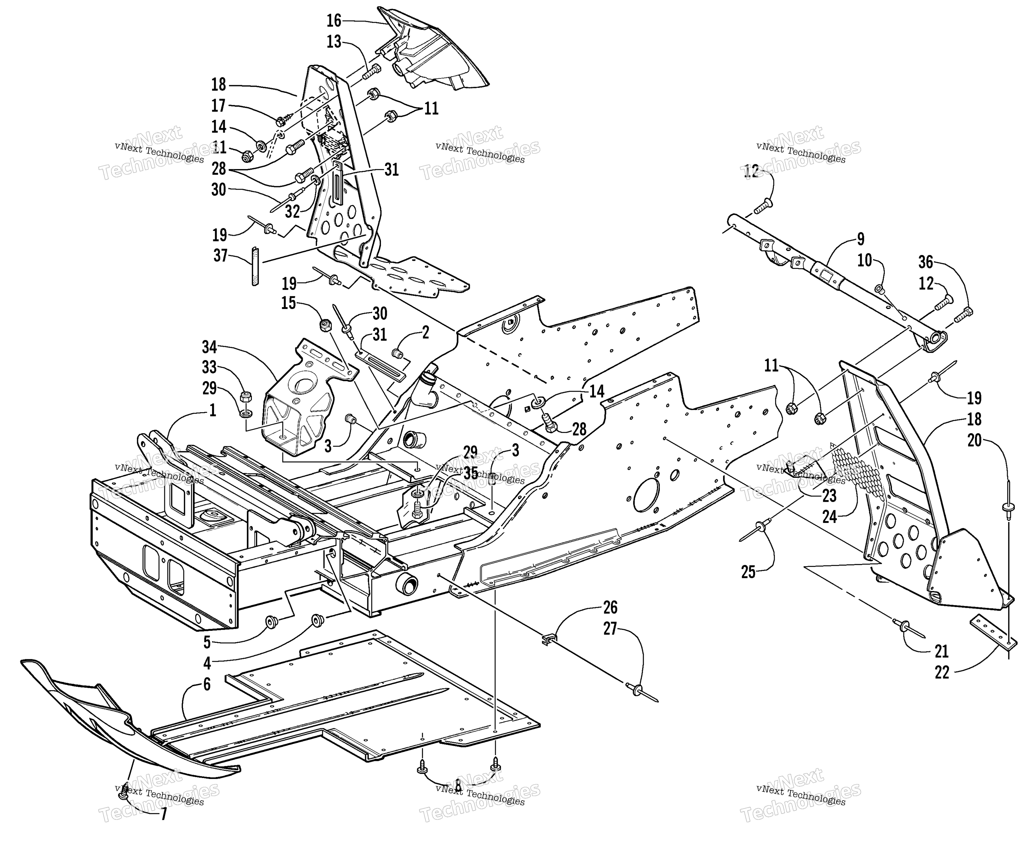 Передняя часть Frame And Footrest Assembly