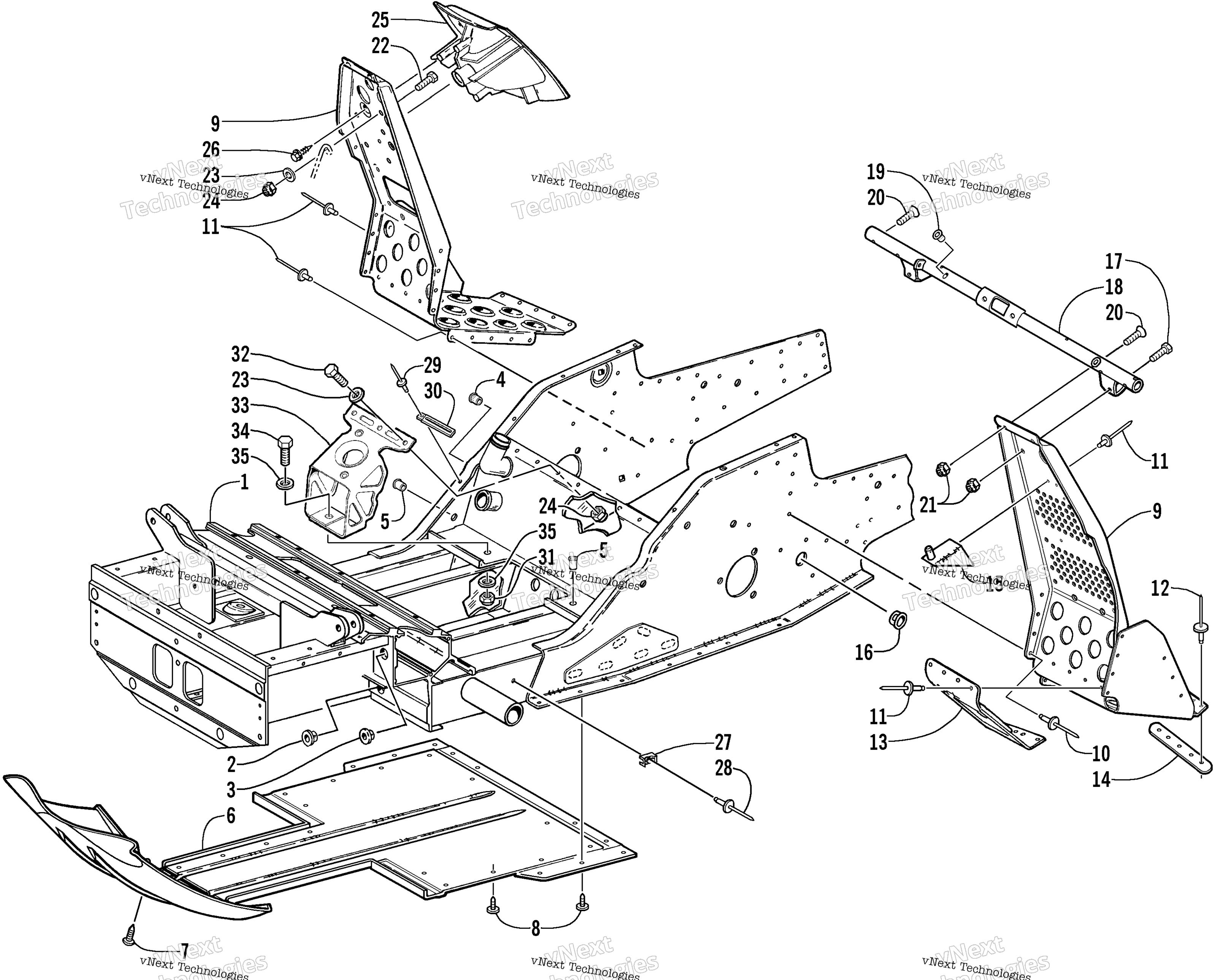 Передняя часть Frame And Footrest Assembly