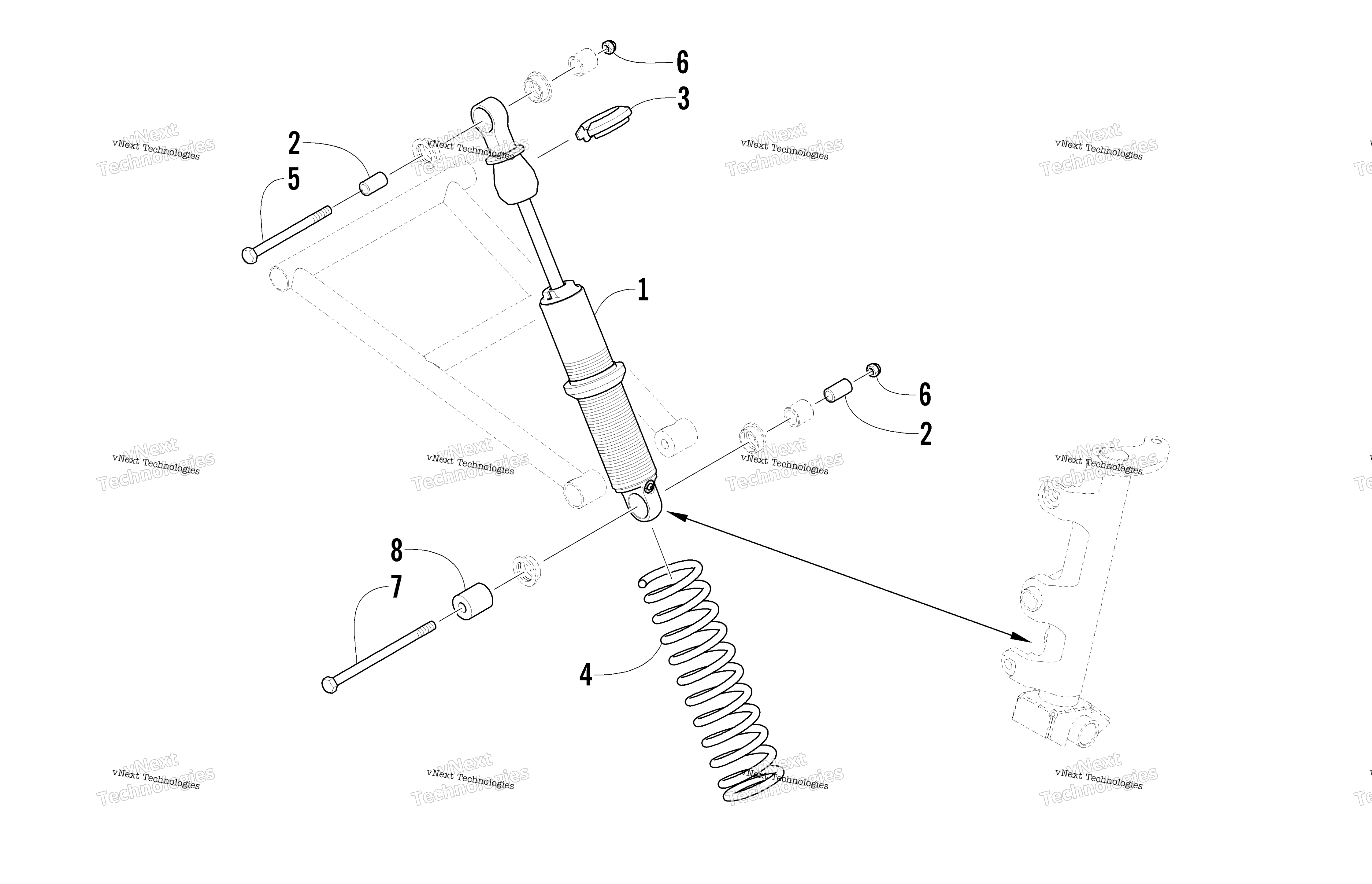 Передняя часть Suspension Shock Absorber Assembly