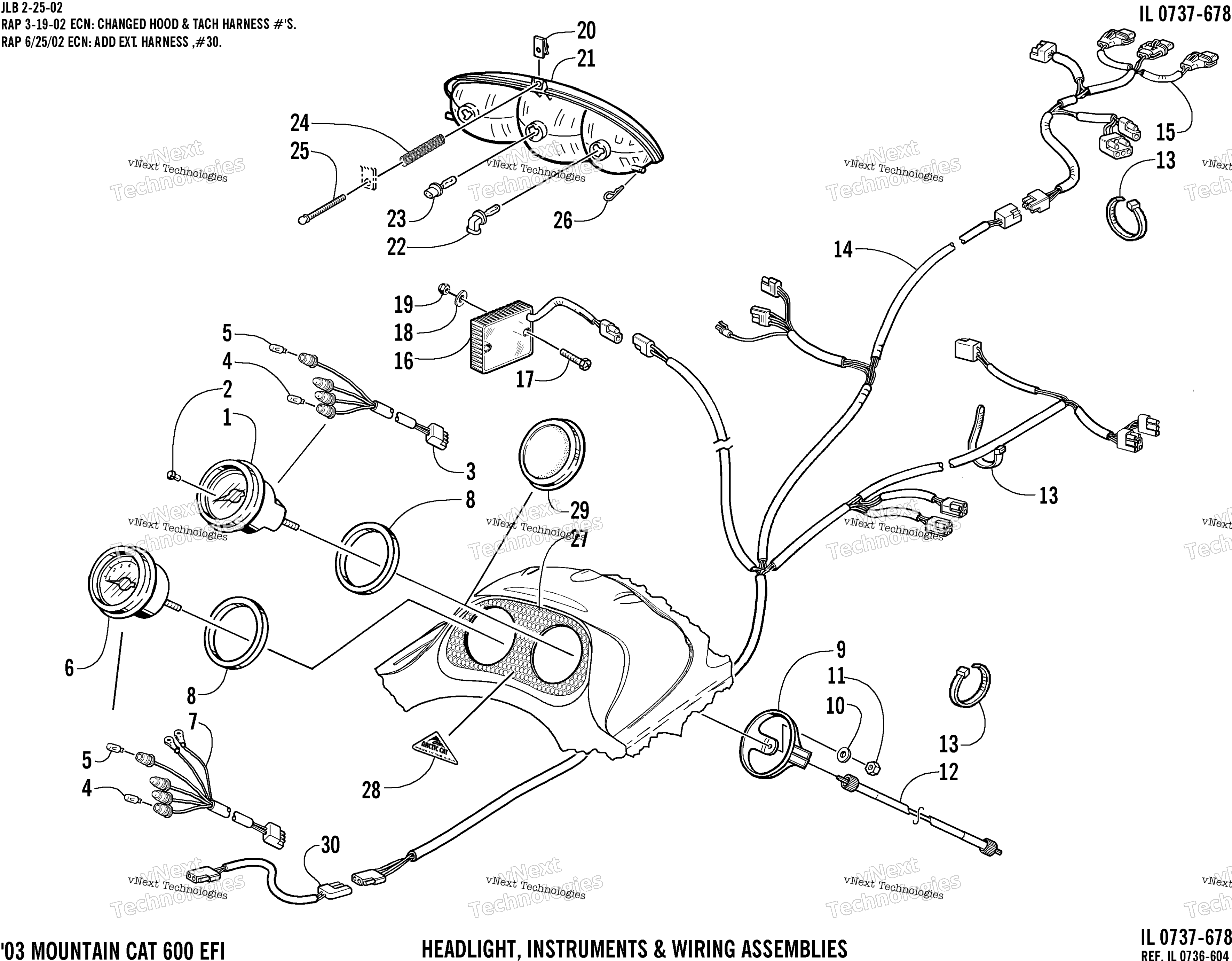 Headlight, Instruments, и Wiring Assemblies