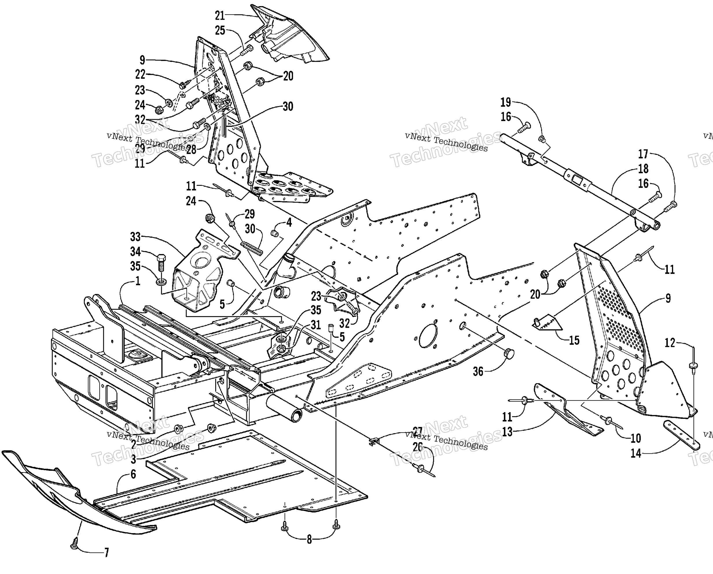 Передняя часть Frame And Footrest Assembly