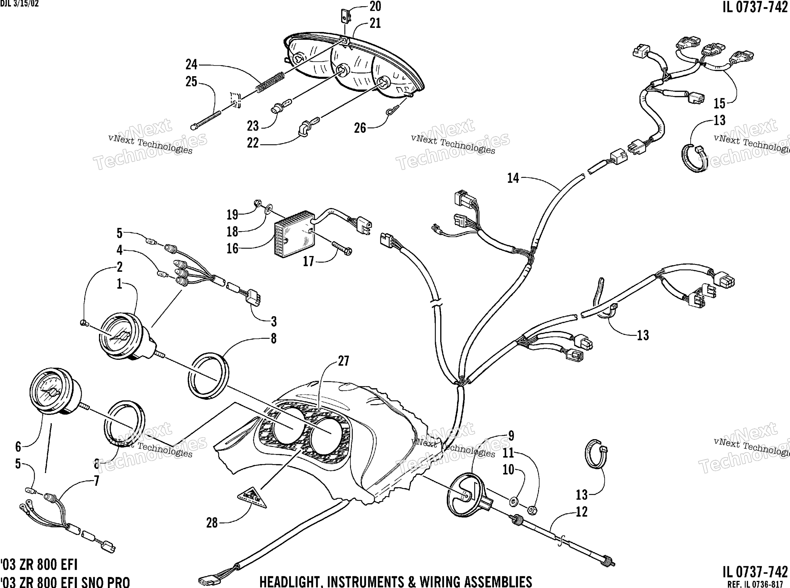 Headlight, Instruments, и Wiring Assemblies