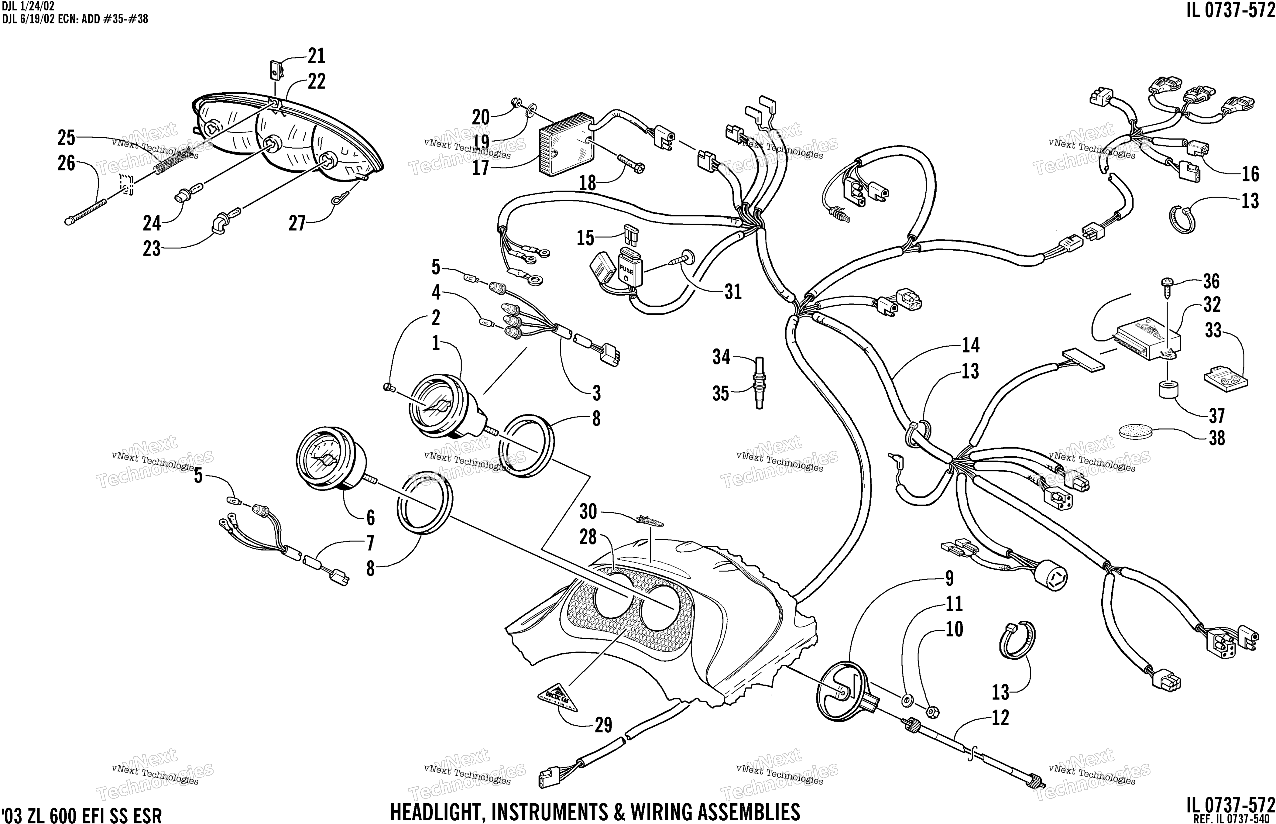Headlight, Instruments, и Wiring Assemblies (Esr)