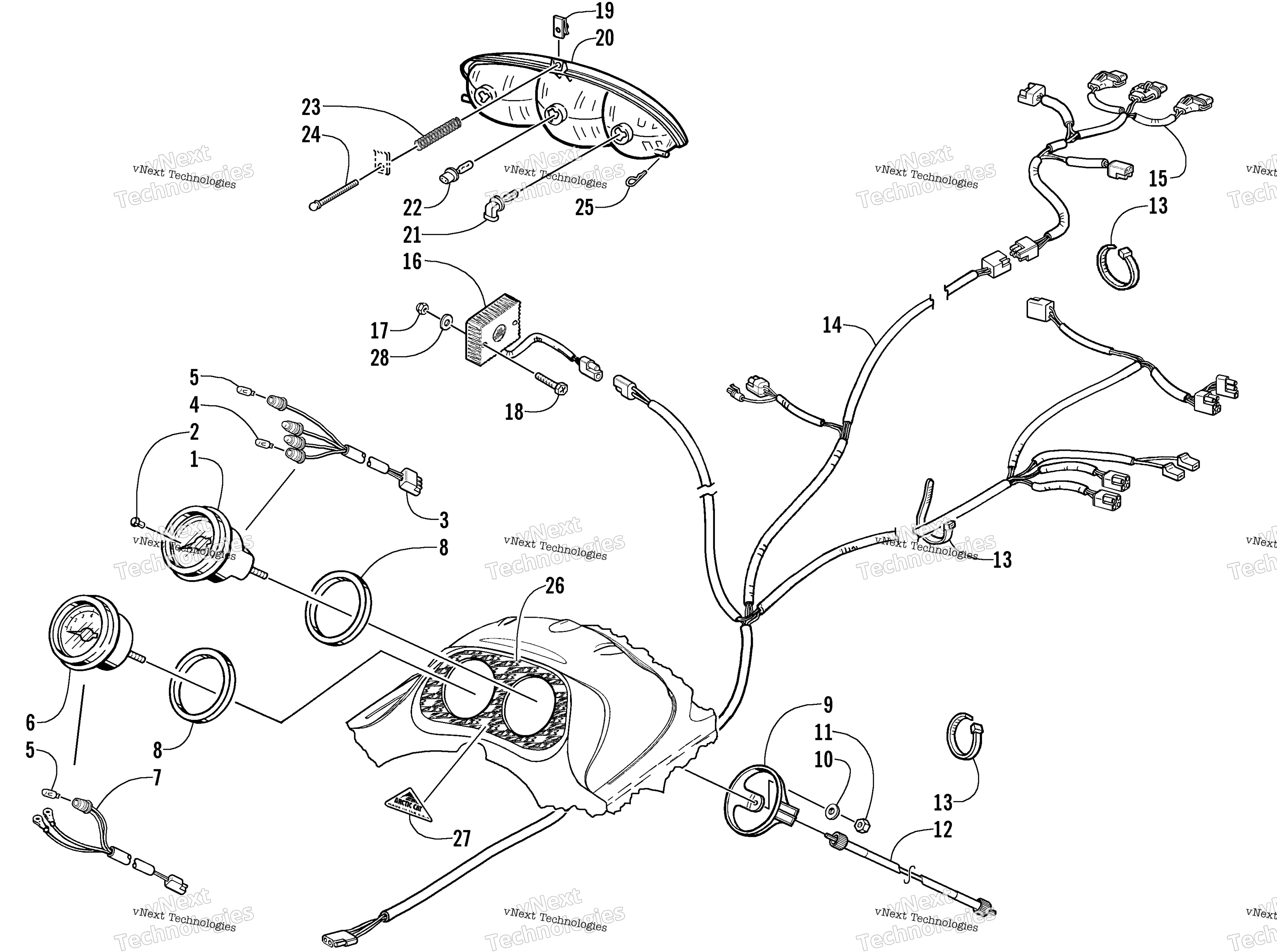 Headlight, Instruments, и Wiring Assemblies