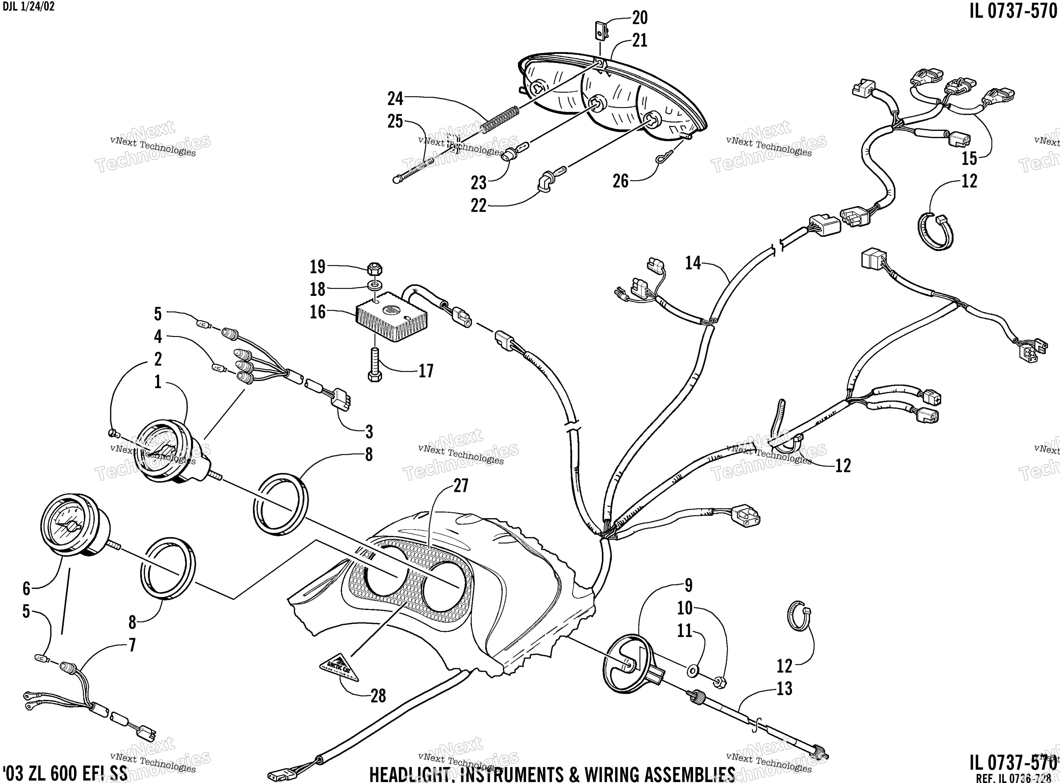 Headlight, Instruments, и Wiring Assemblies