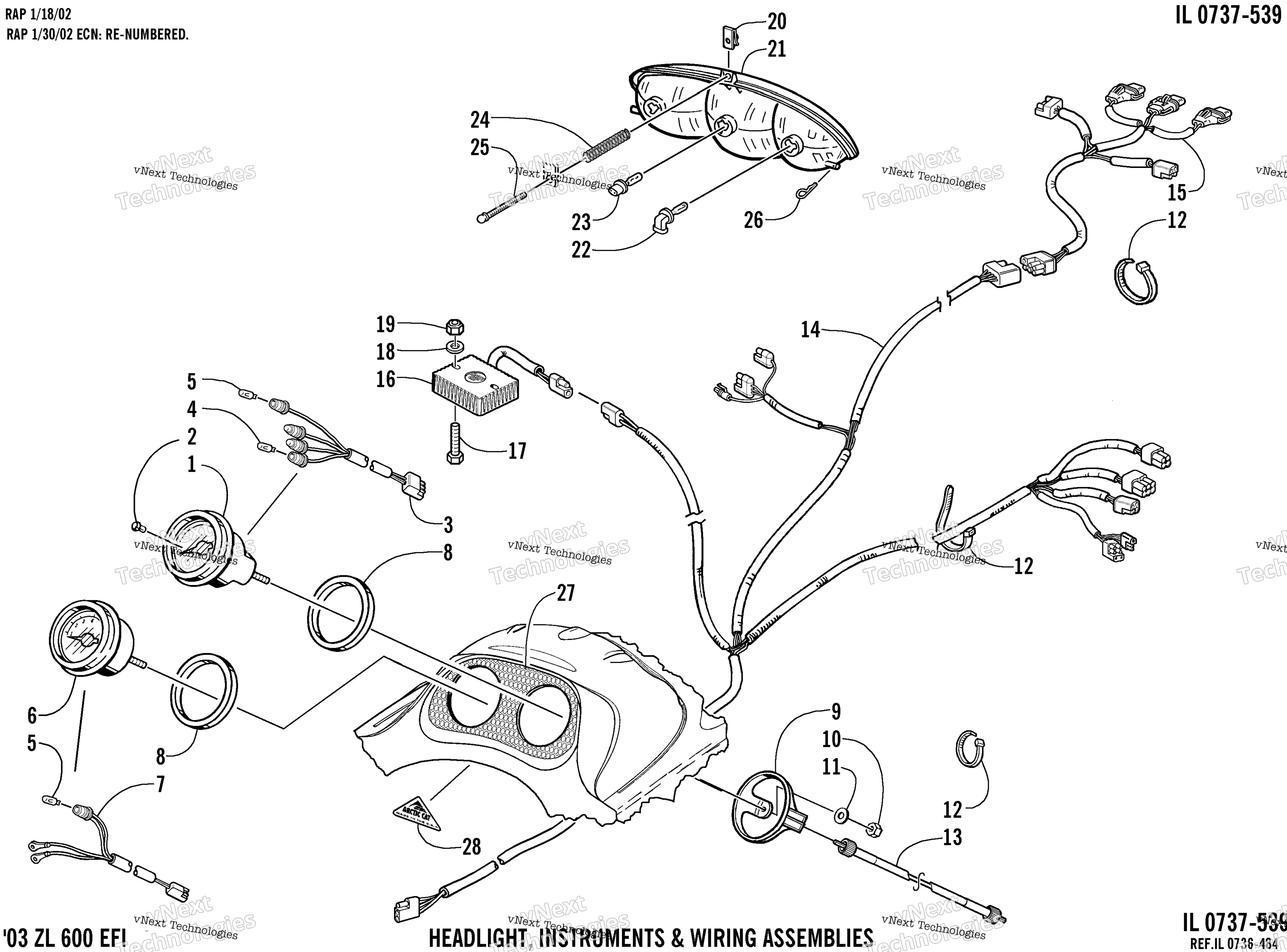 Headlight, Instruments, и Wiring Assemblies