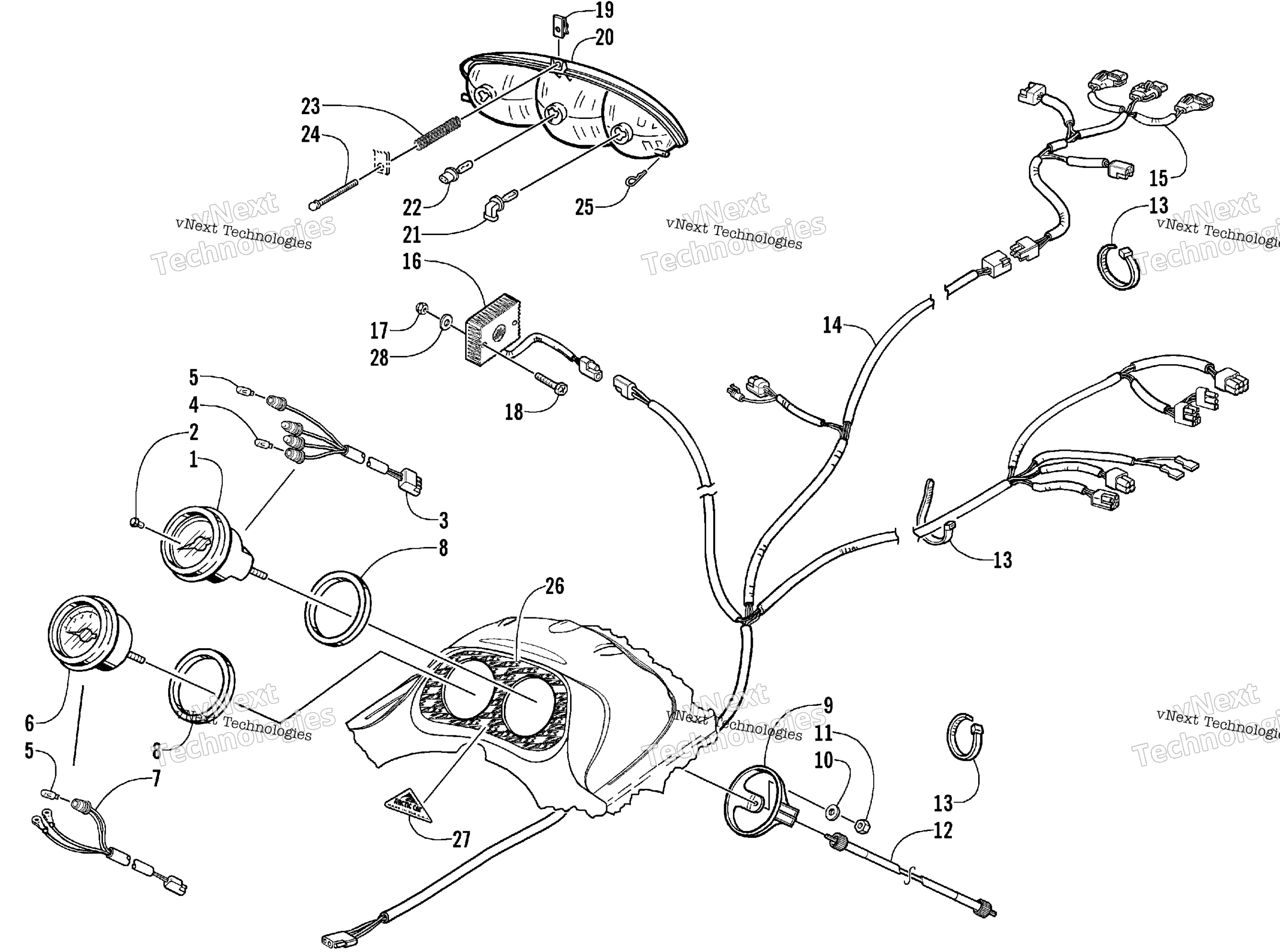 Headlight, Instruments, и Wiring Assemblies