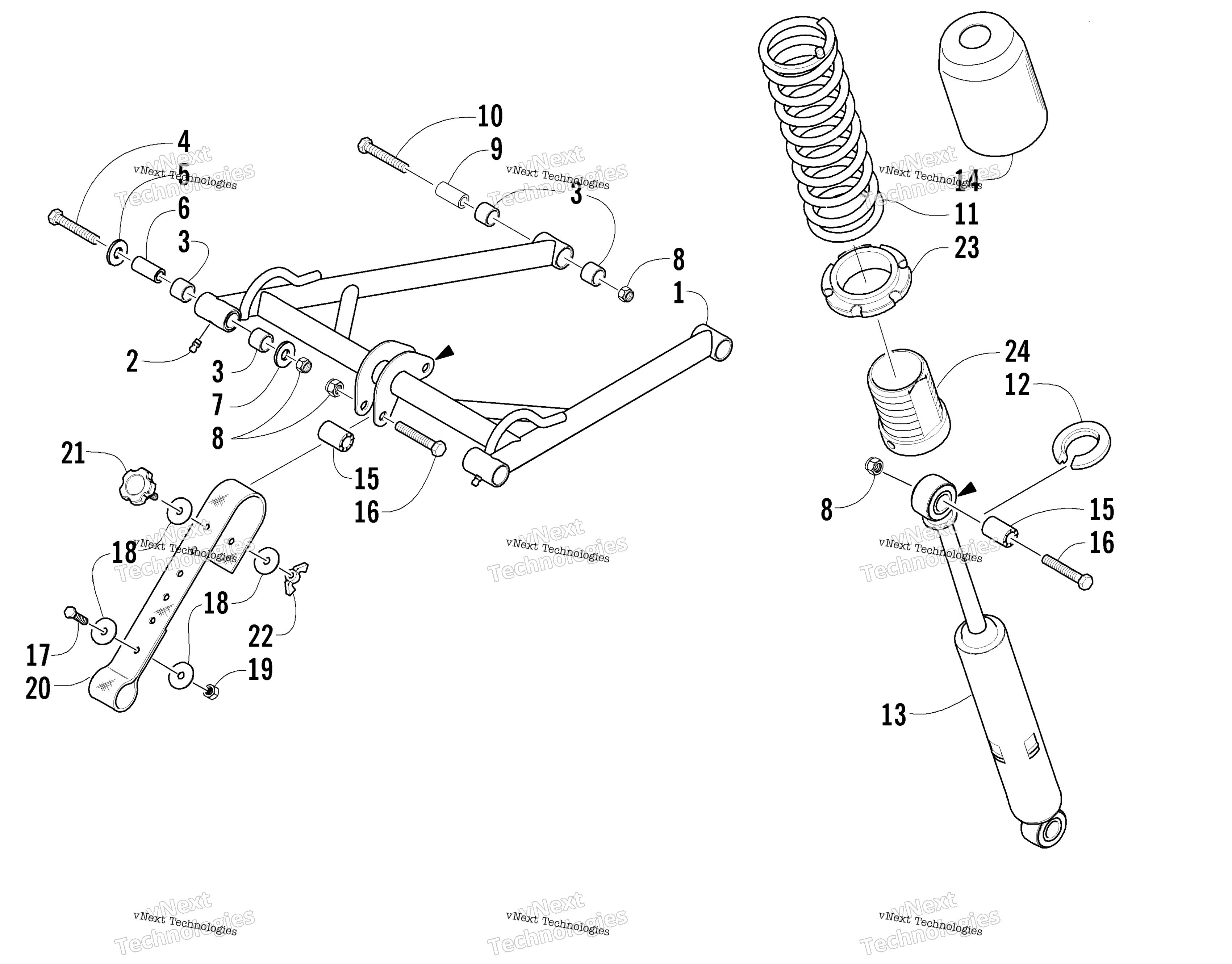 Задняя часть Suspension Front Arm Assembly