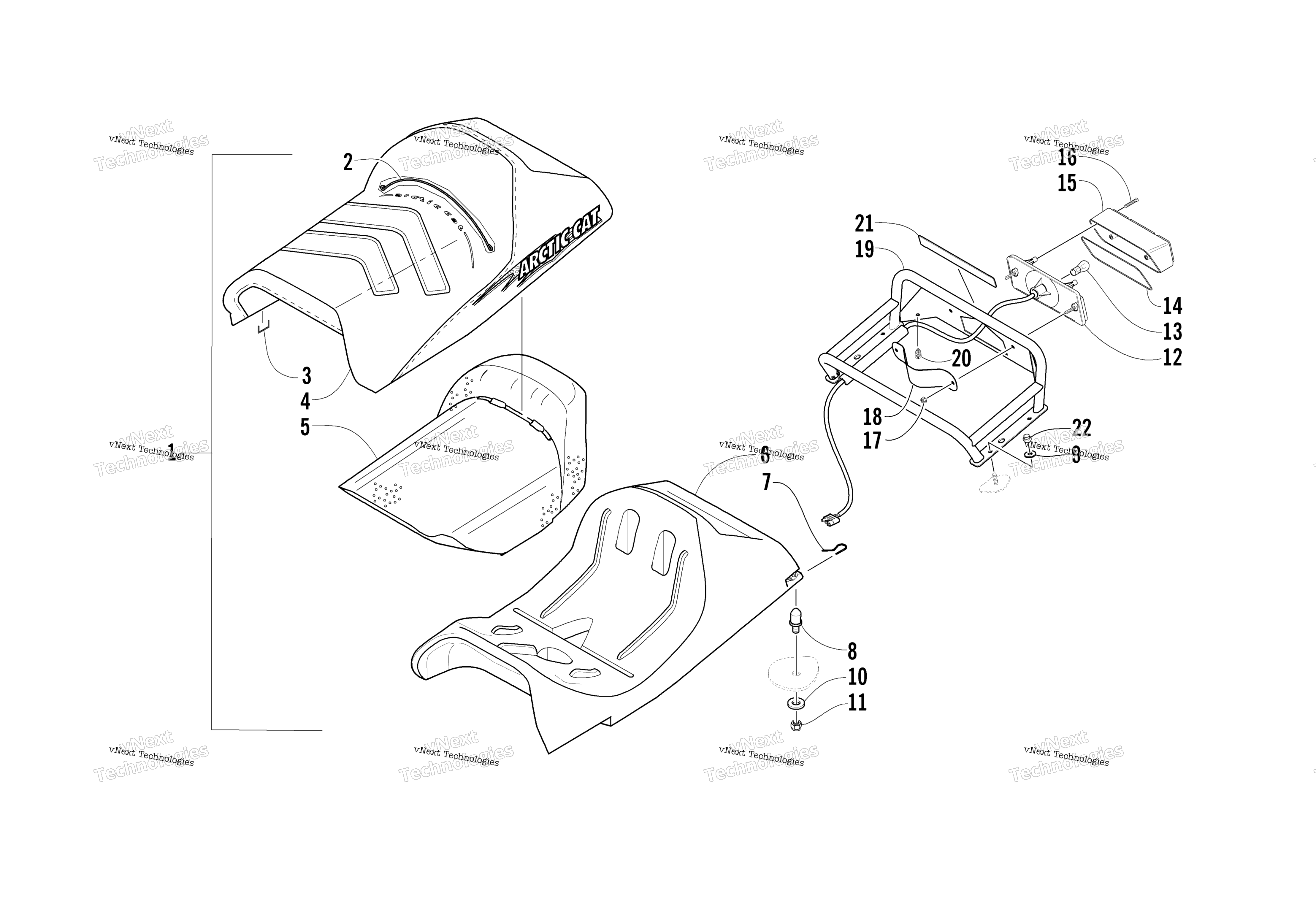 Seat, Rack, и Taillight узел