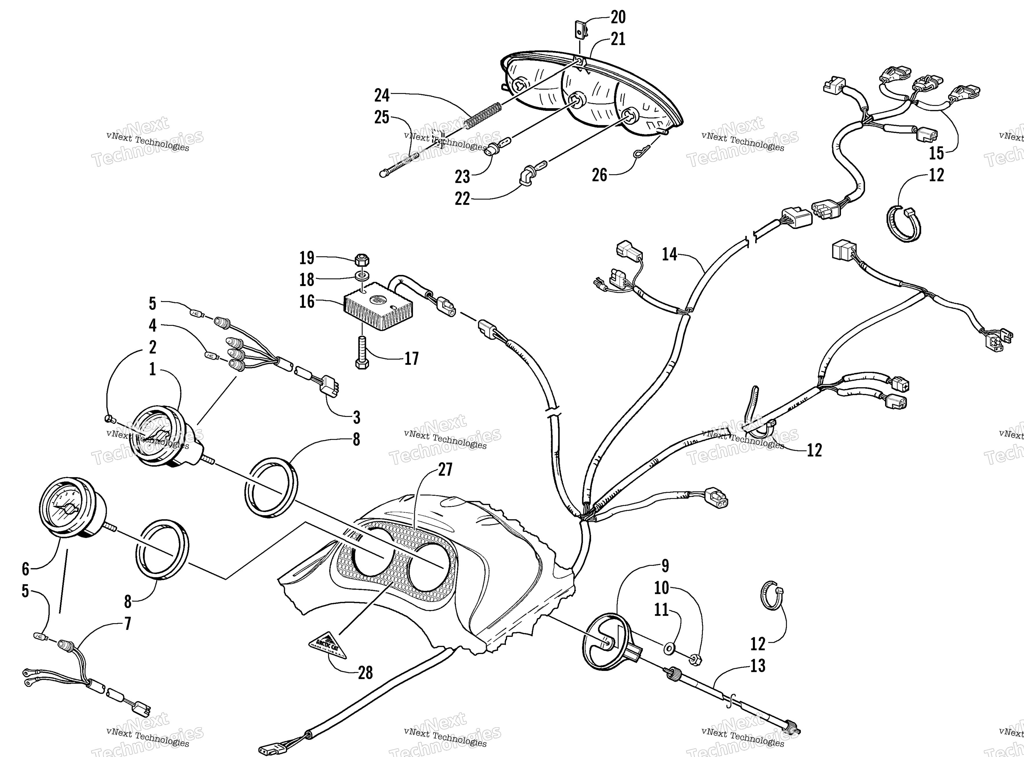 Headlight, Instruments, и Wiring Assemblies