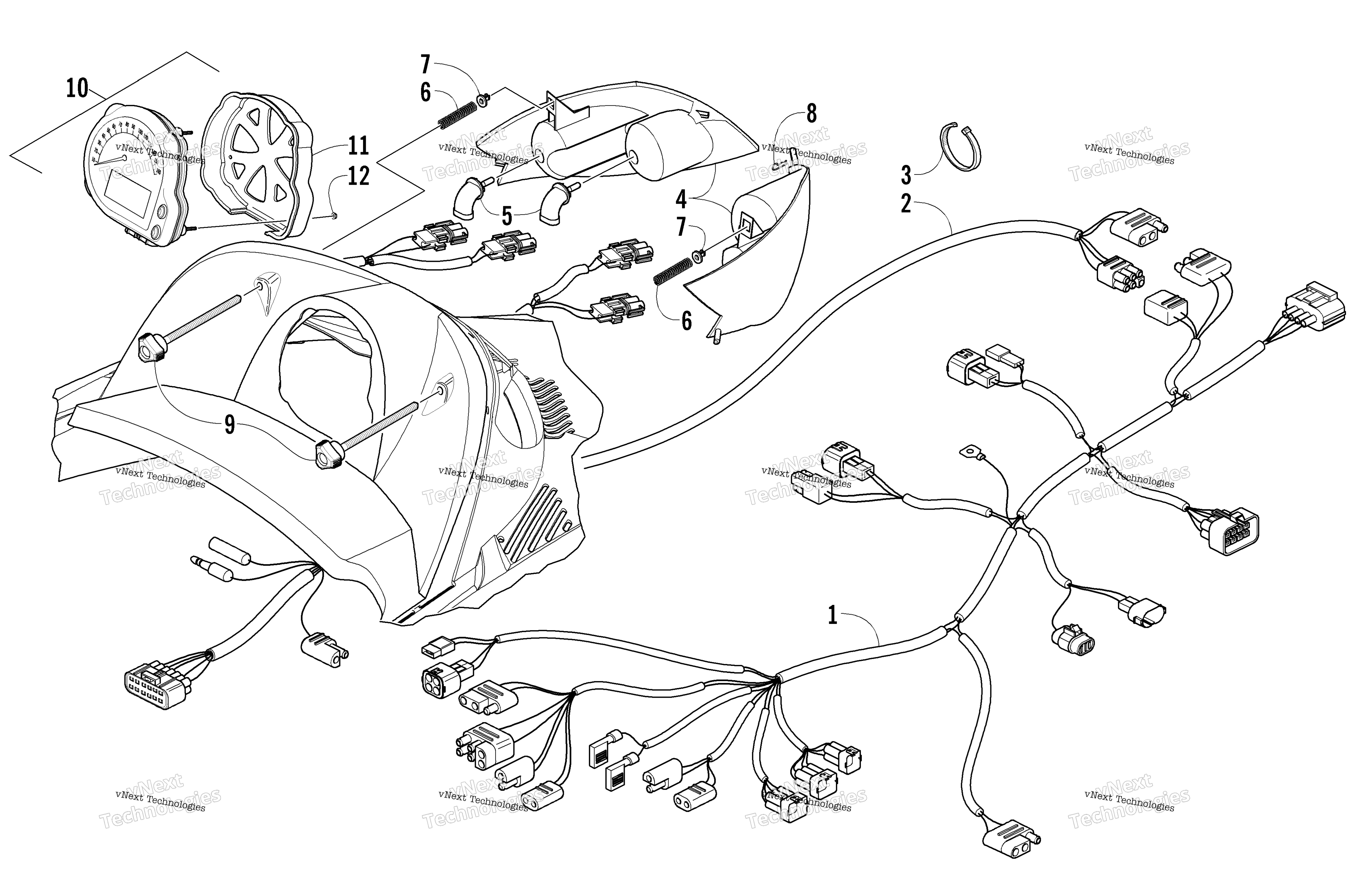 Headlight, Instruments, и Wiring Assemblies