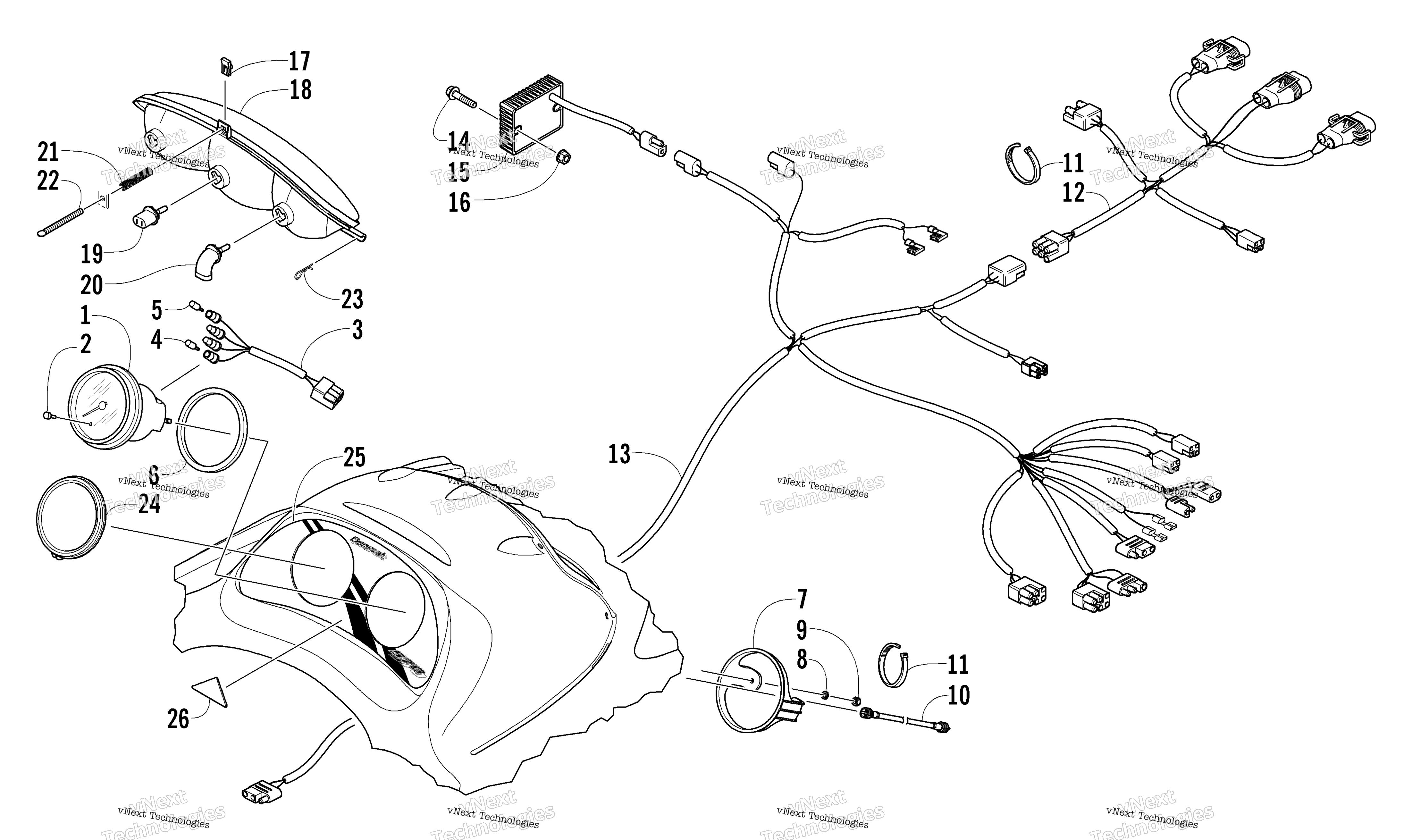 Headlight, Instruments, и Wiring Assemblies