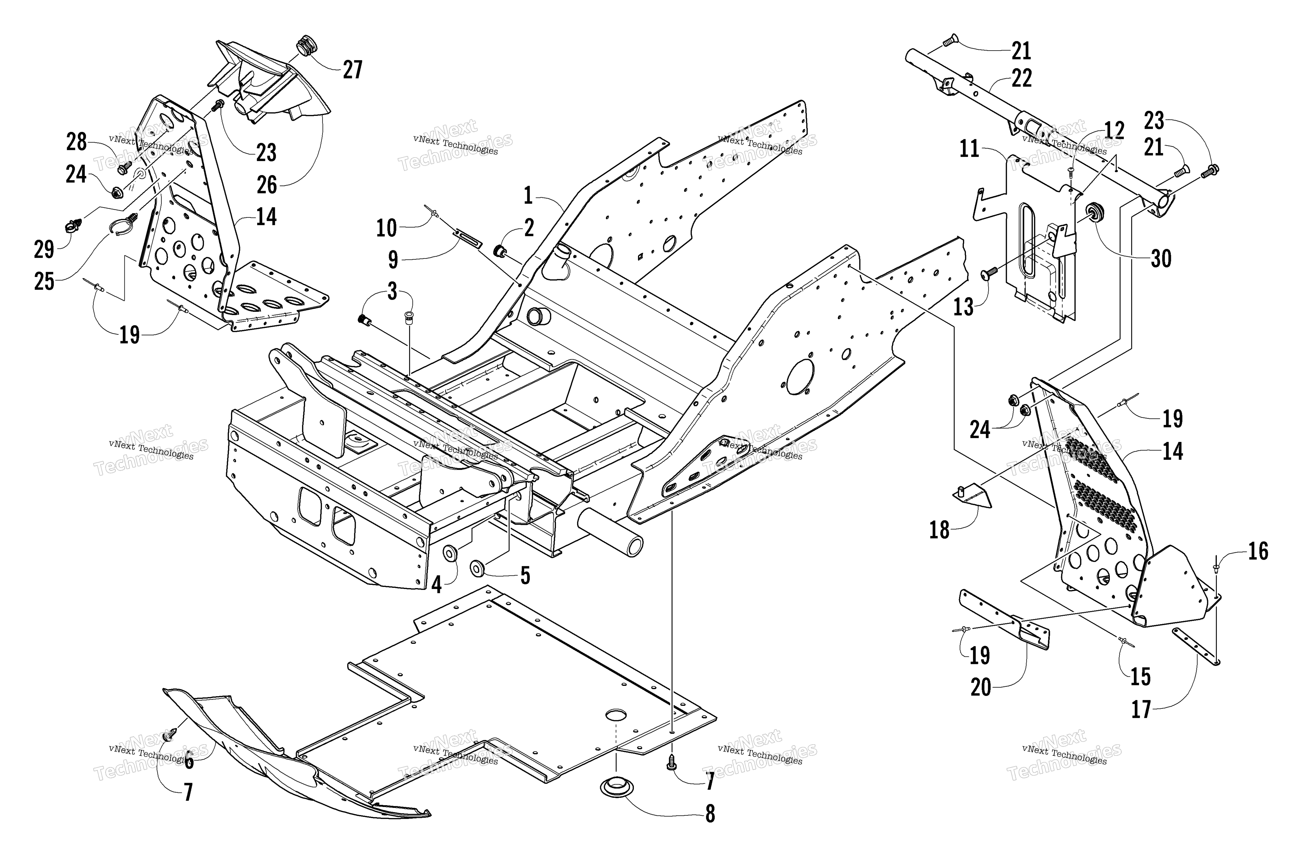 Передняя часть Frame And Footrest Assembly