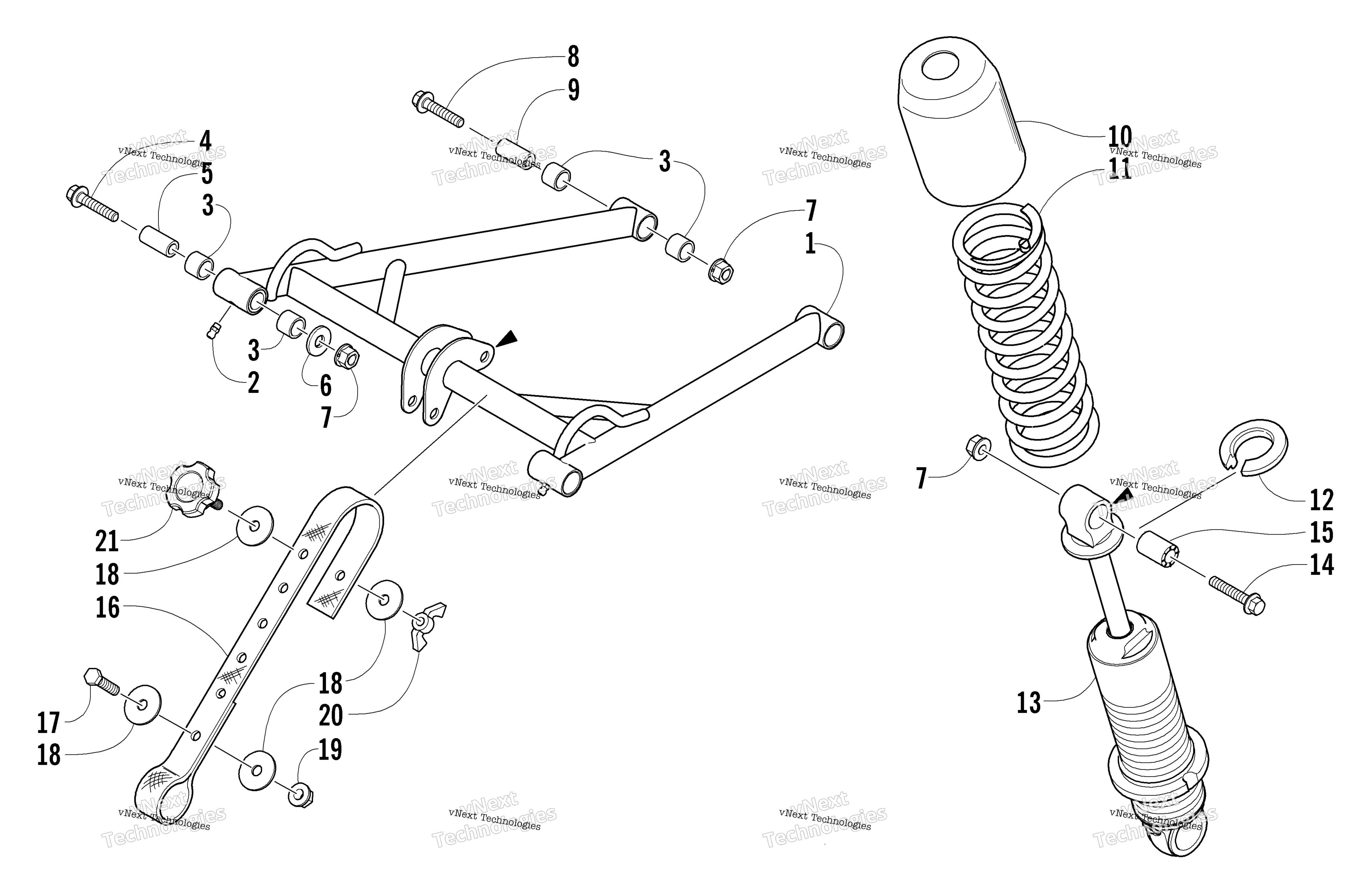 Задняя часть Suspension Front Arm Assembly
