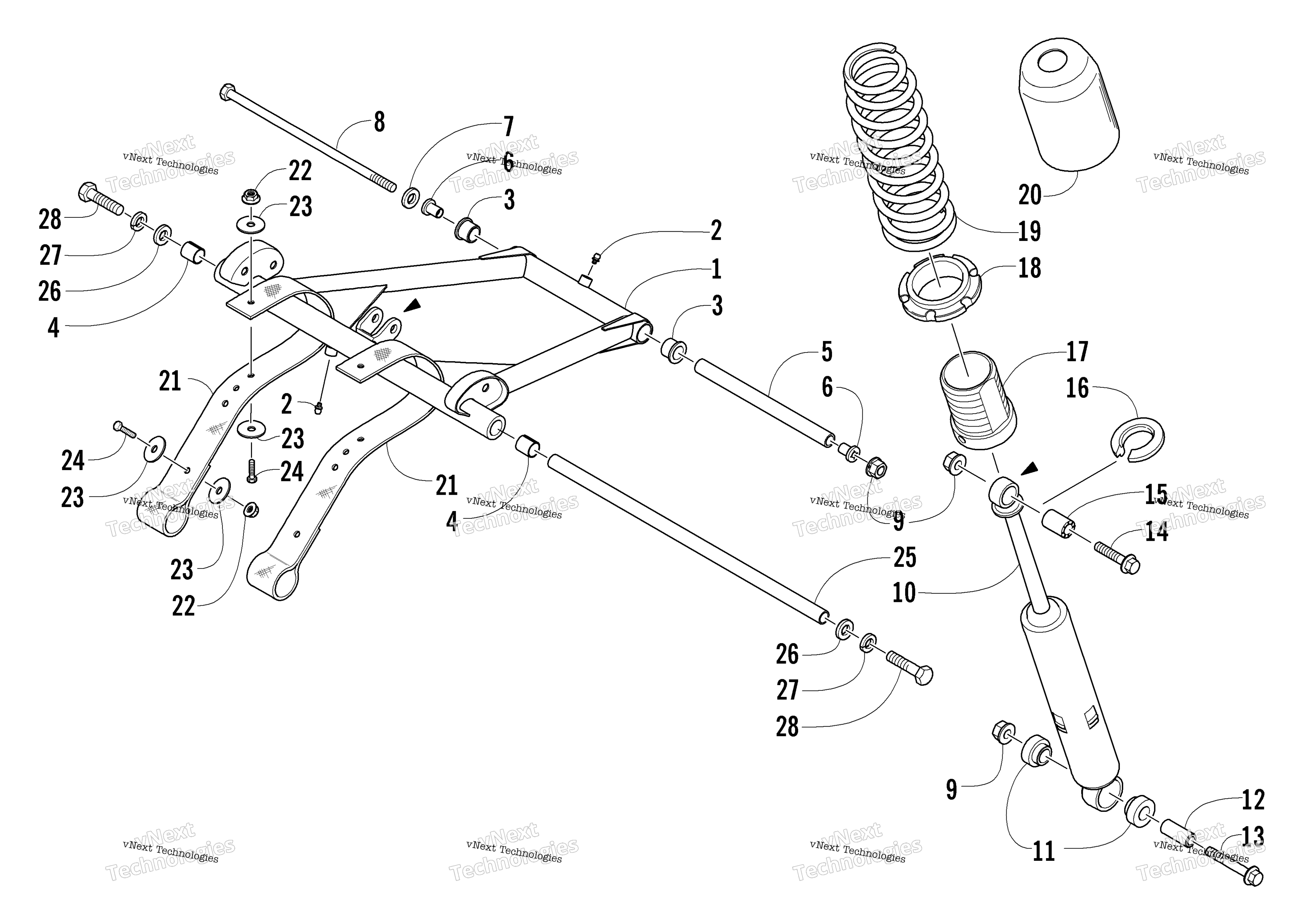 Задняя часть Suspension Front Arm Assembly
