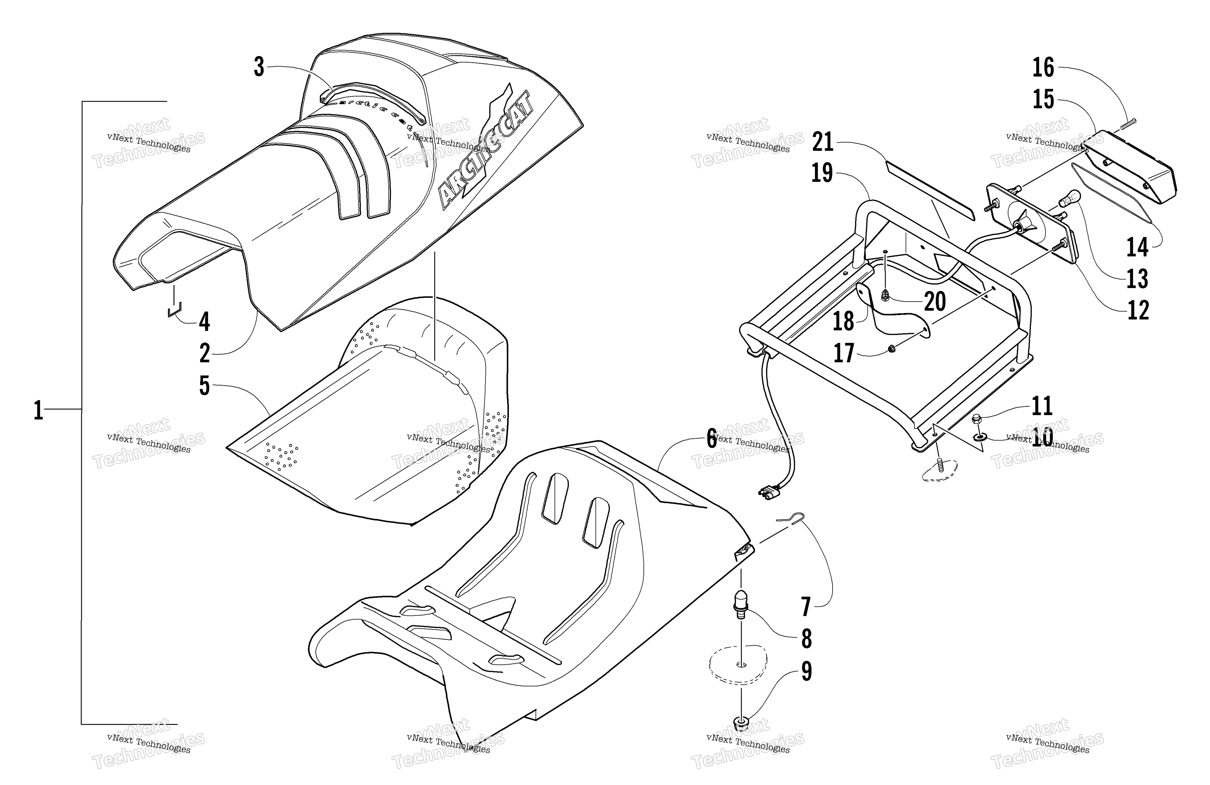 Seat, Rack, и Taillight узел