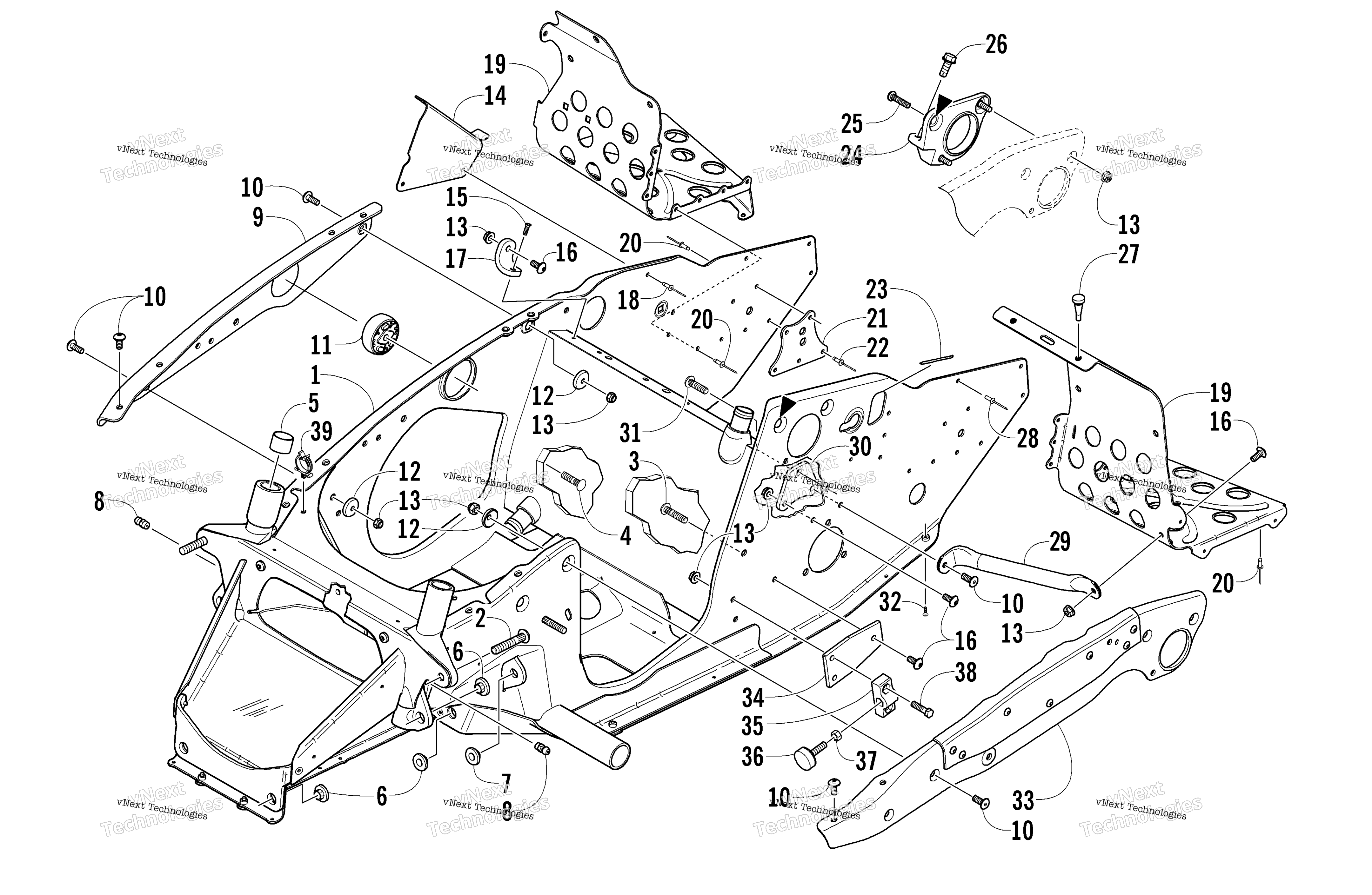 Передняя часть Frame And Footrest Assembly