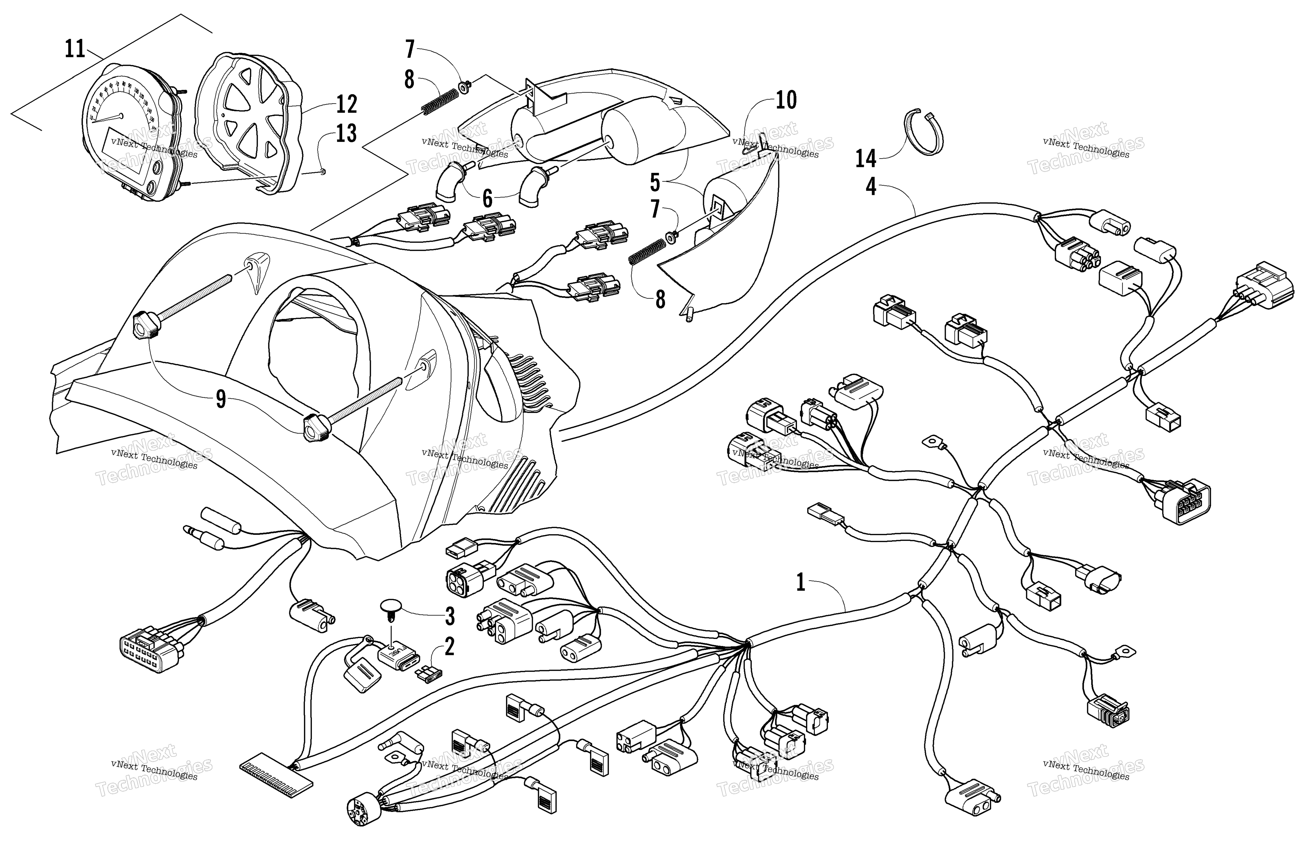 Headlight, Instruments, и Wiring Assemblies