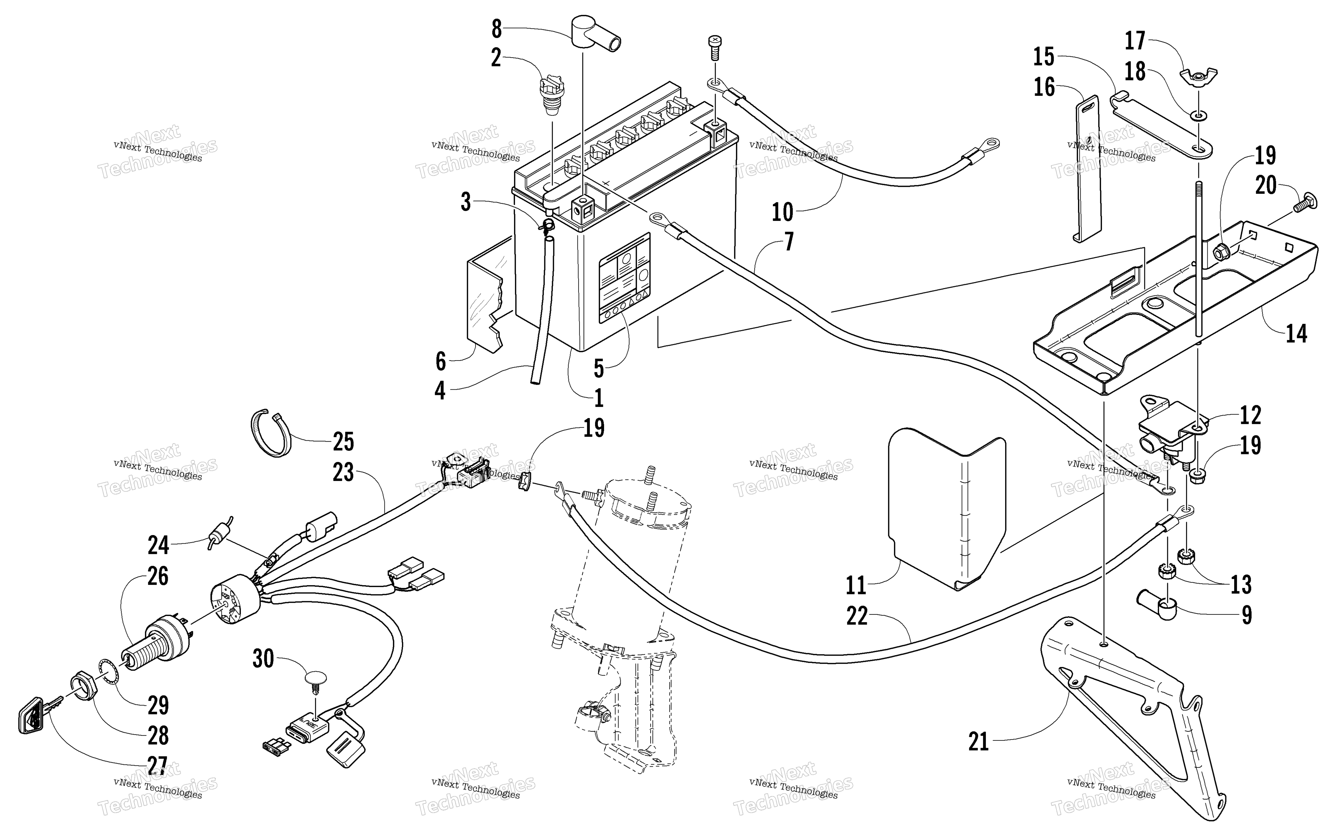 Battery, Solenoid, и Cables