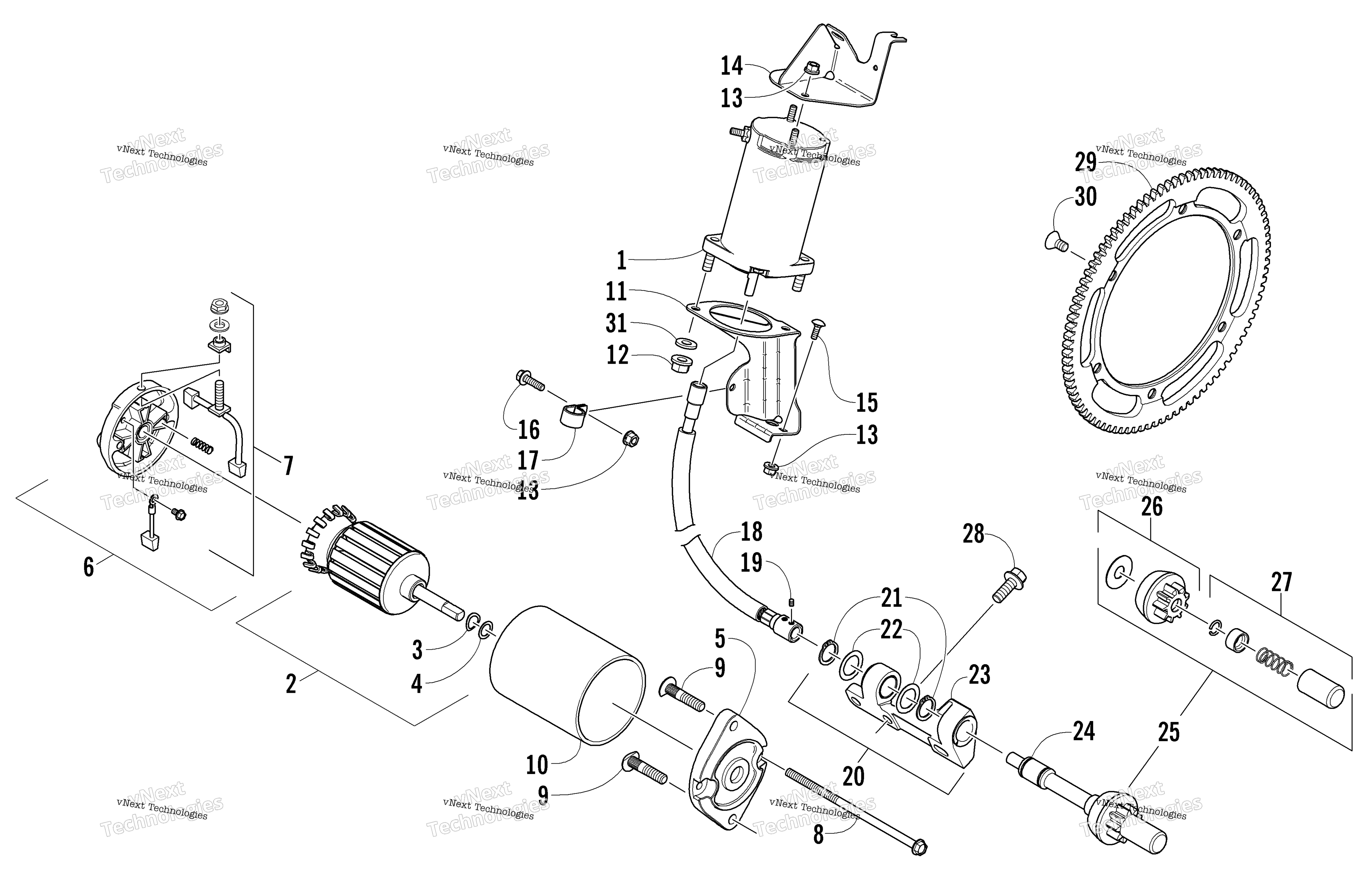 Flex привод Starter Motor узел