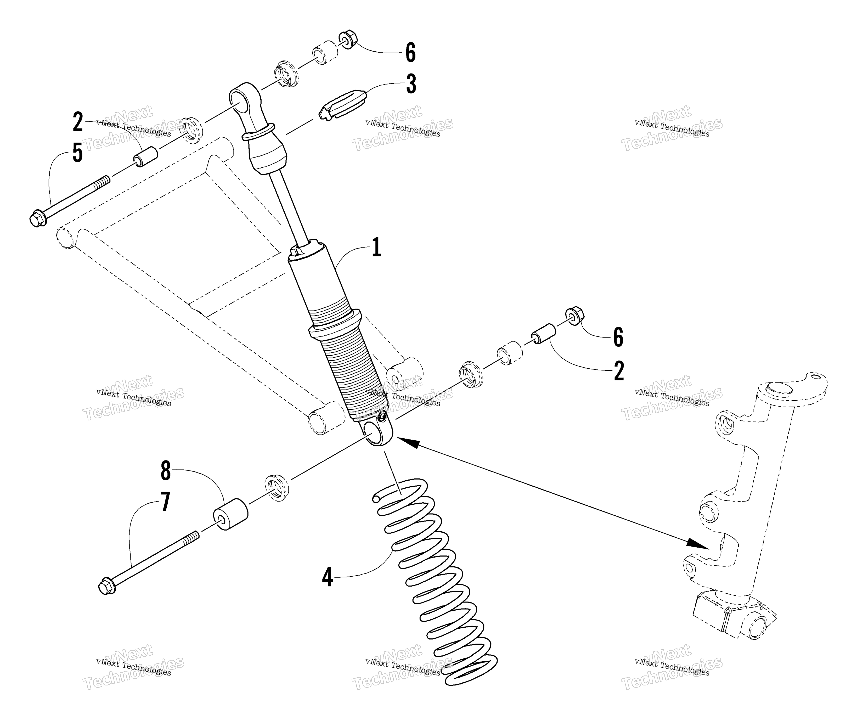 Передняя часть Suspension Shock Absorber Assembly