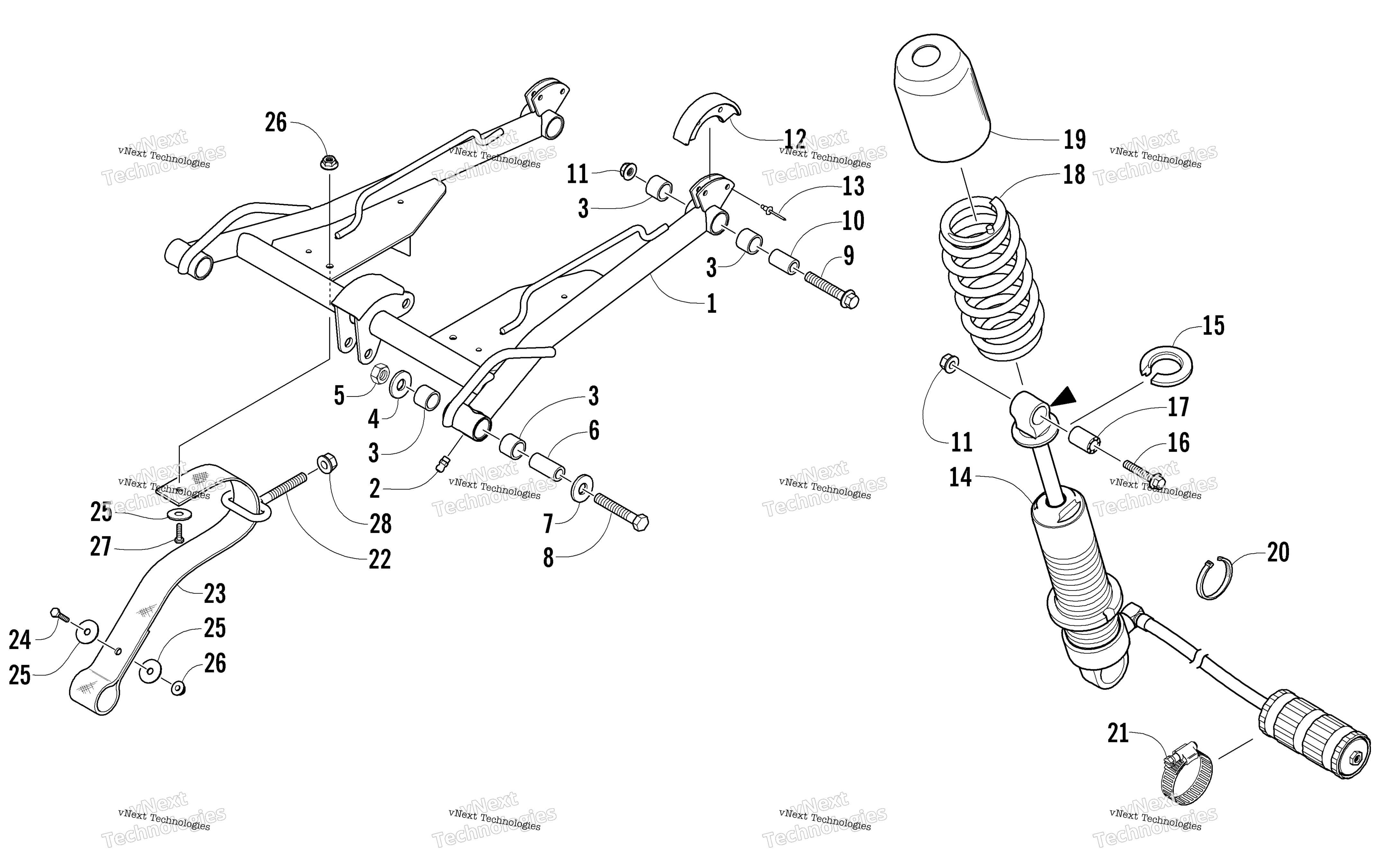 Задняя часть Suspension Front Arm Assembly
