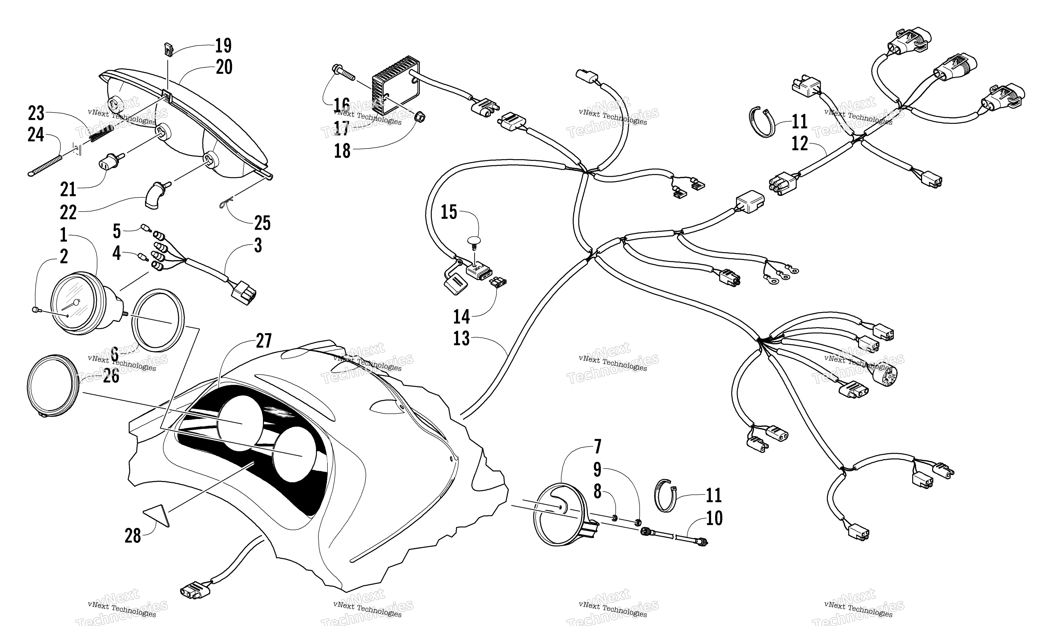 Headlight, Instruments, и Wiring Assemblies