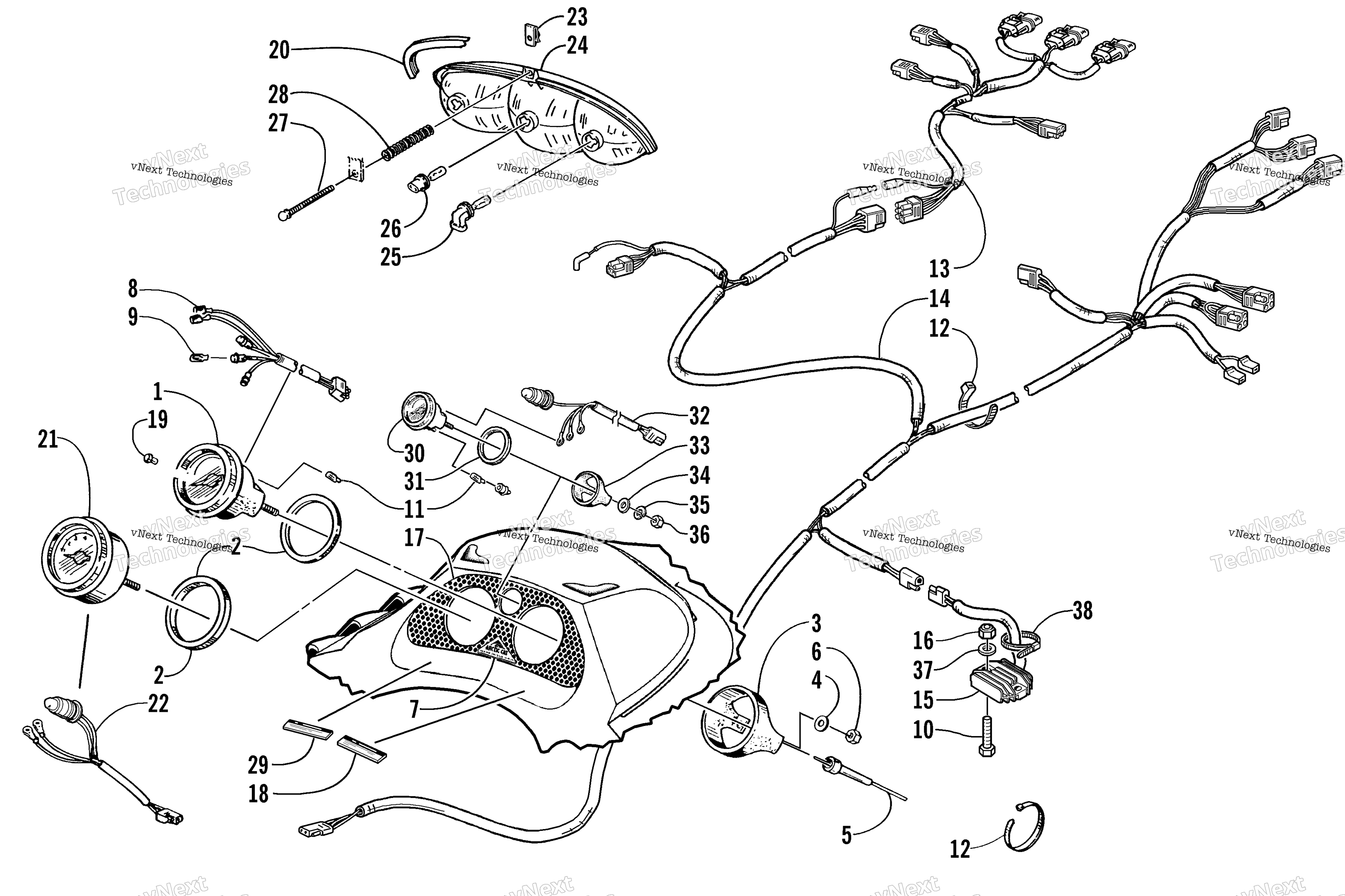 Headlight, Instruments, и Wiring Assemblies