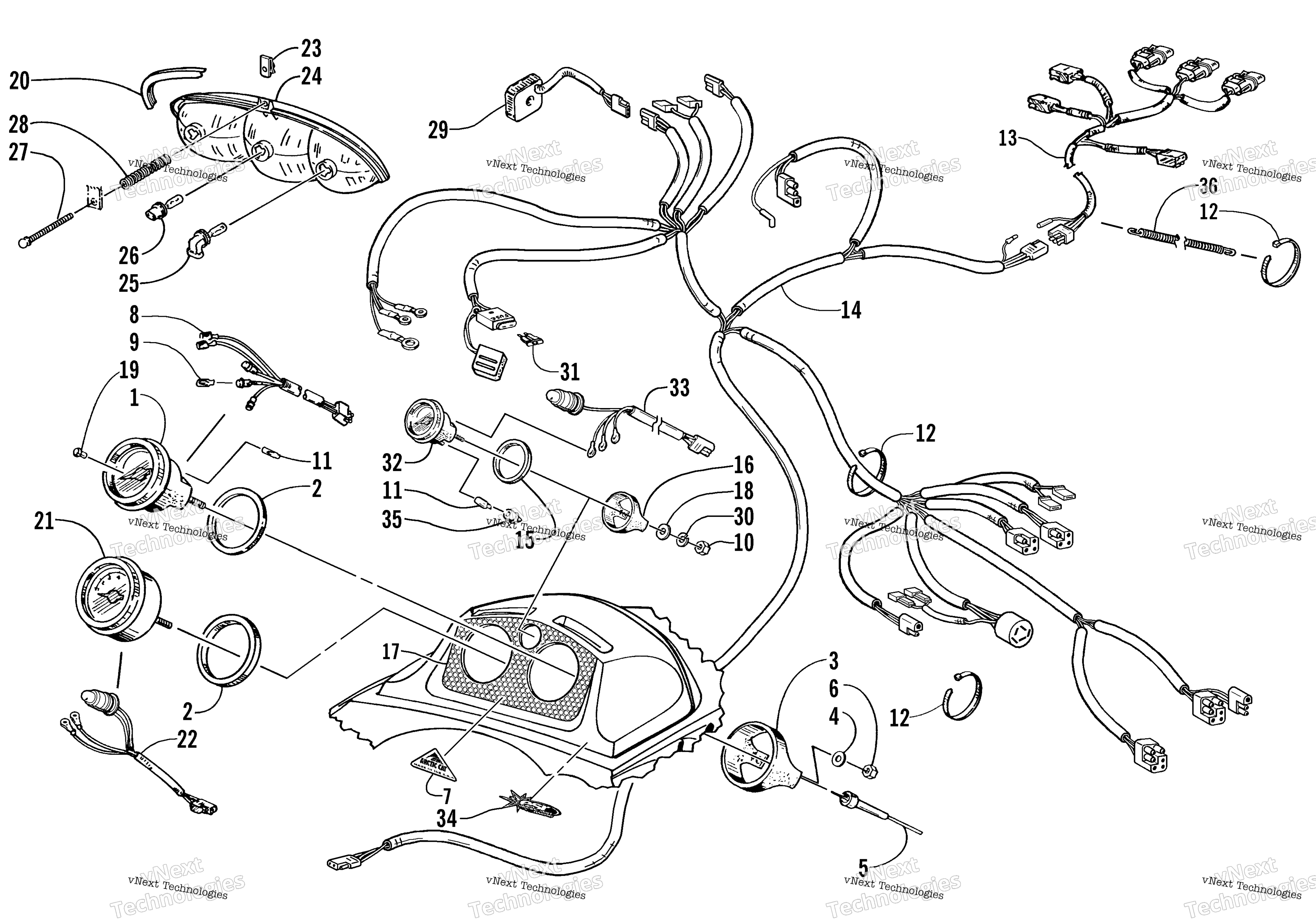 Headlight, Instruments, и Wiring Assemblies