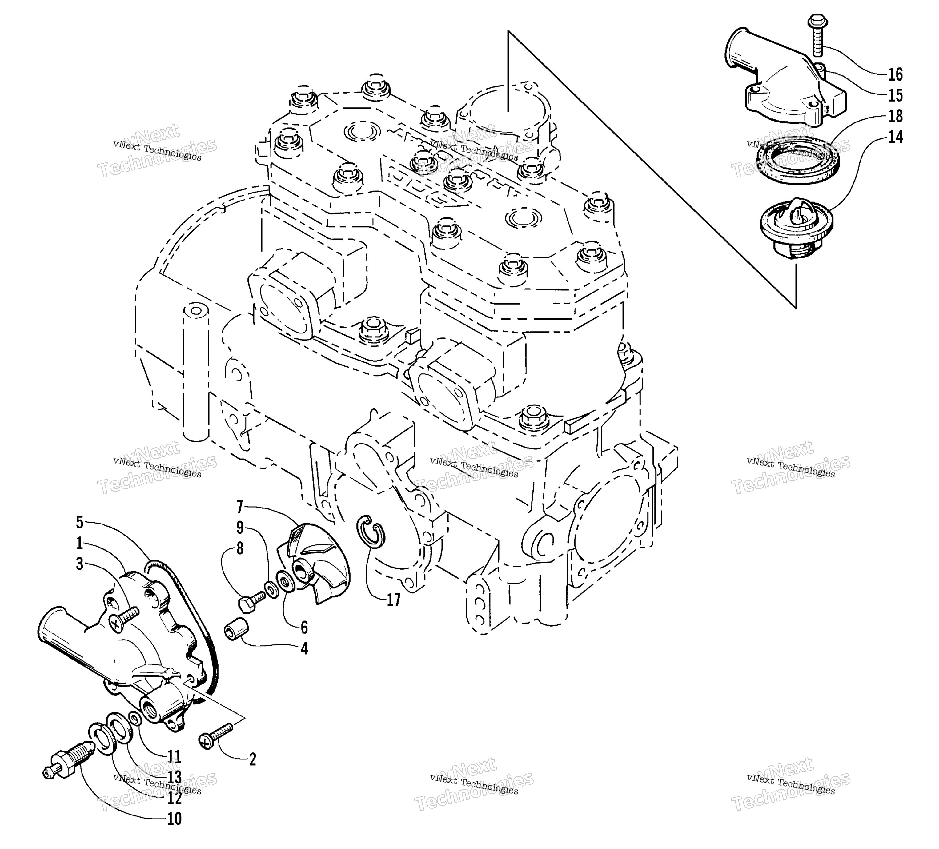Система охлаждения Pump And Thermostat