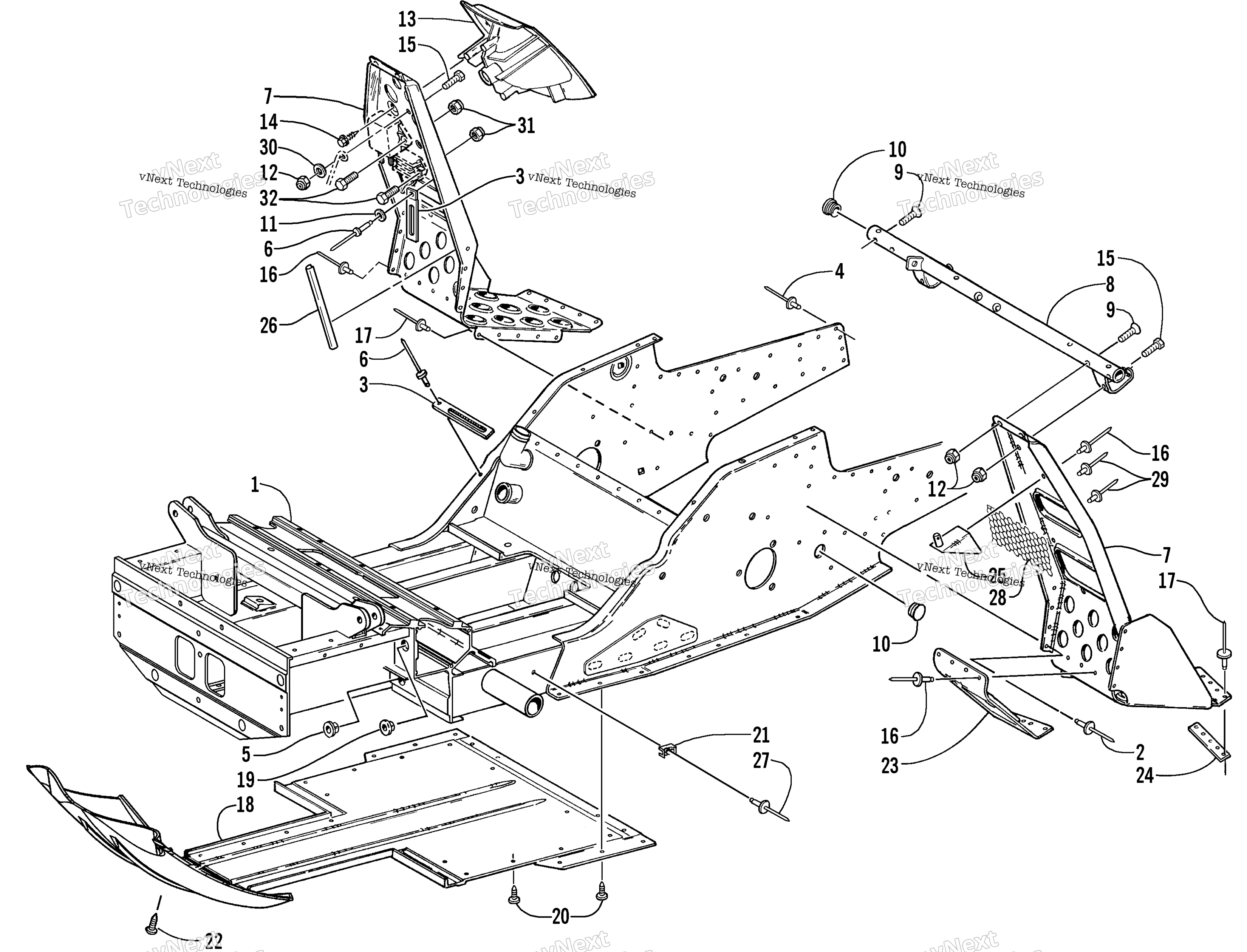 Передняя часть Frame And Footrest Assembly