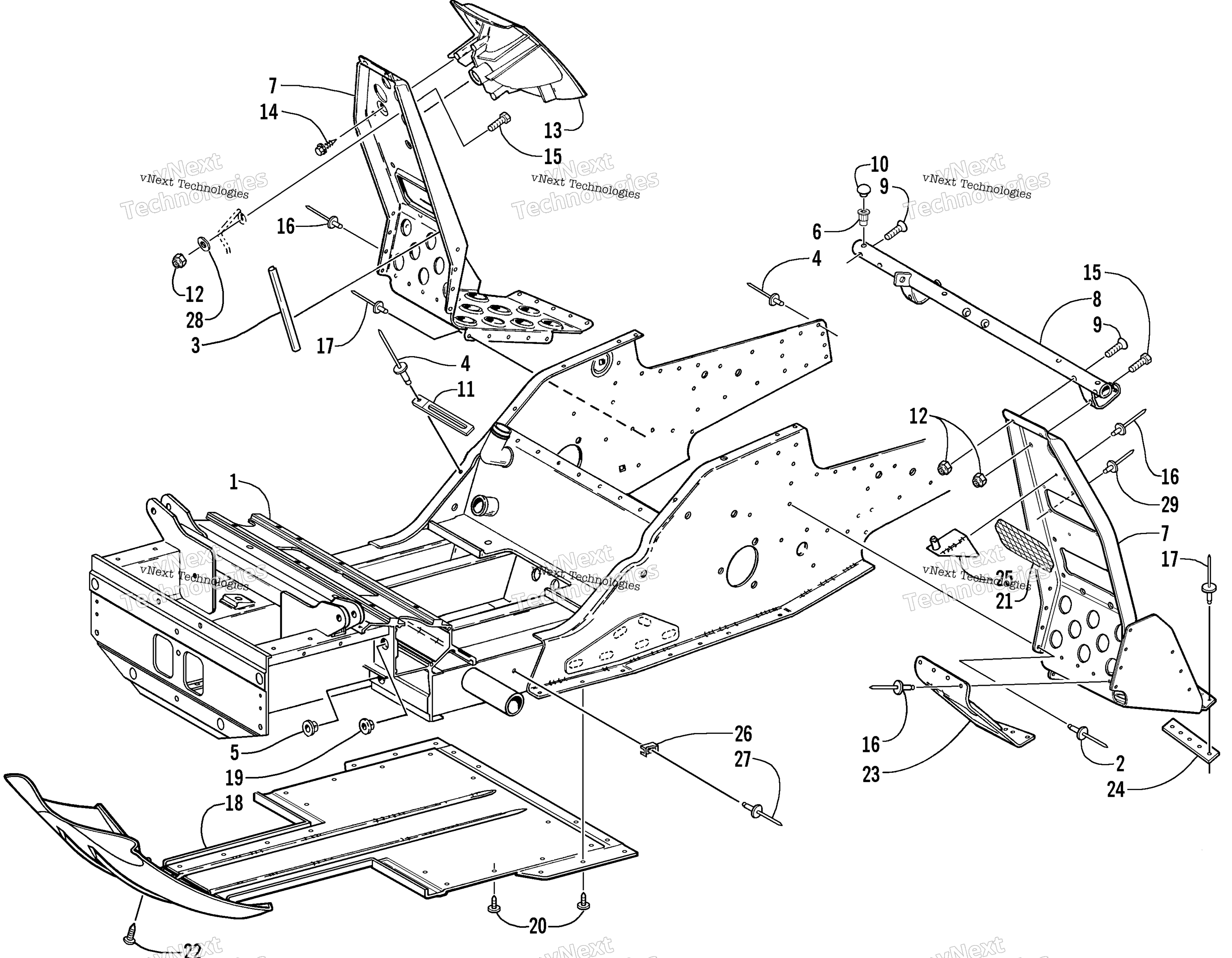 Передняя часть Frame And Footrest Assembly