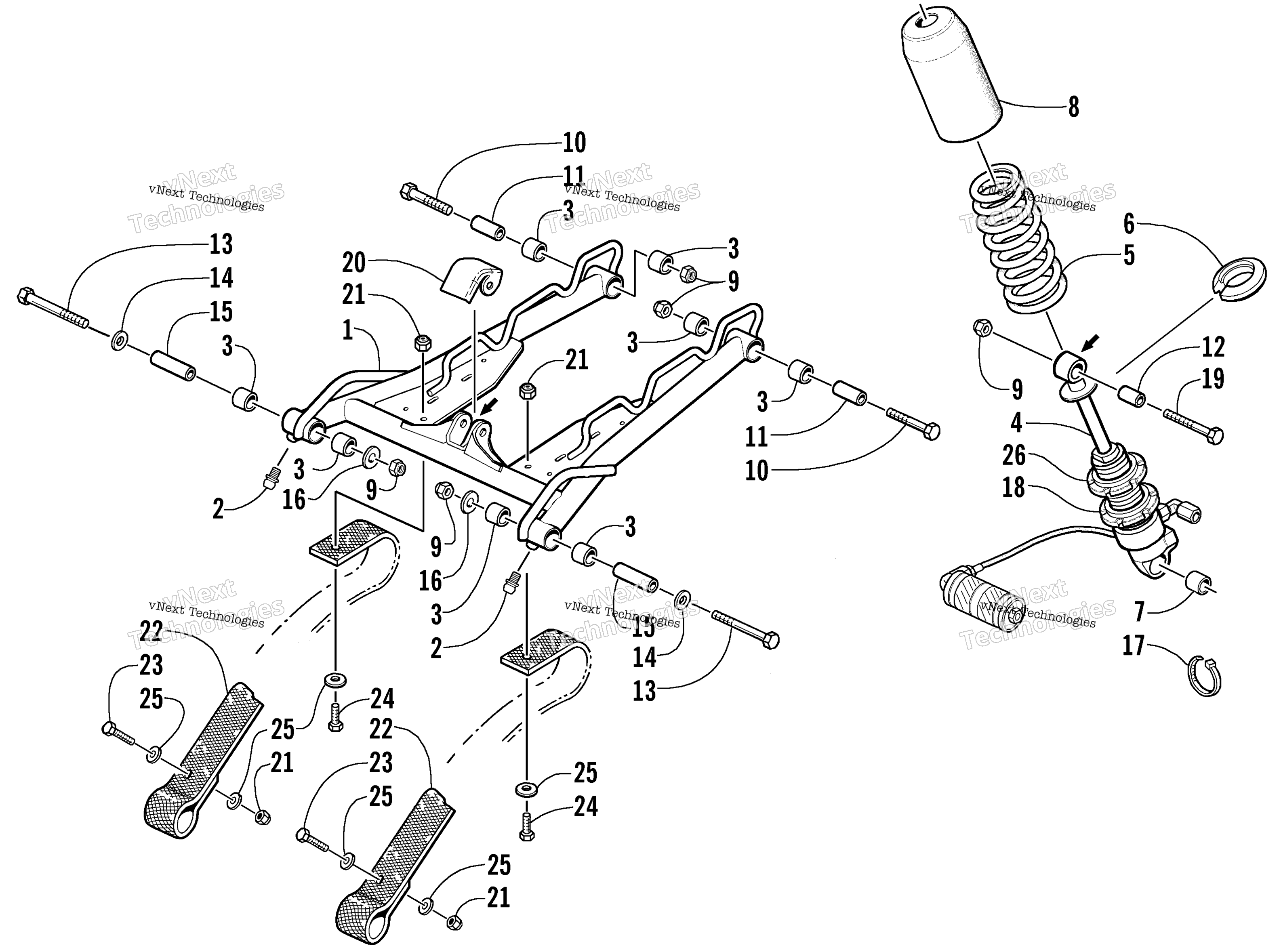Задняя часть Suspension Front Arm Assembly