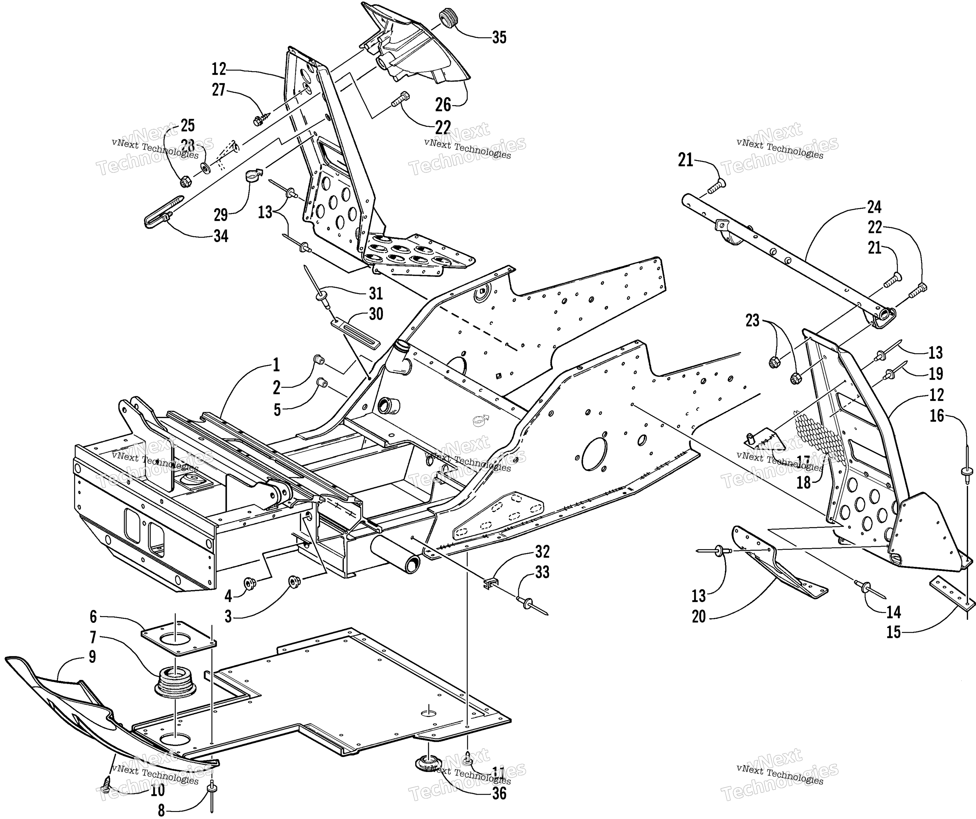 Передняя часть Frame And Footrest Assembly