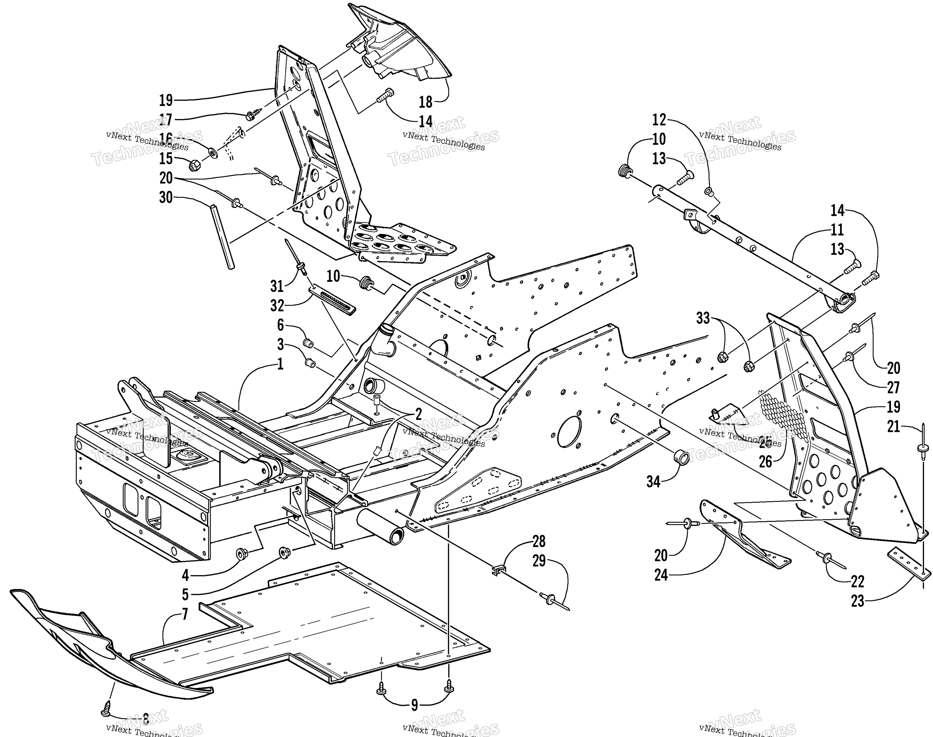 Передняя часть Frame And Footrest Assembly