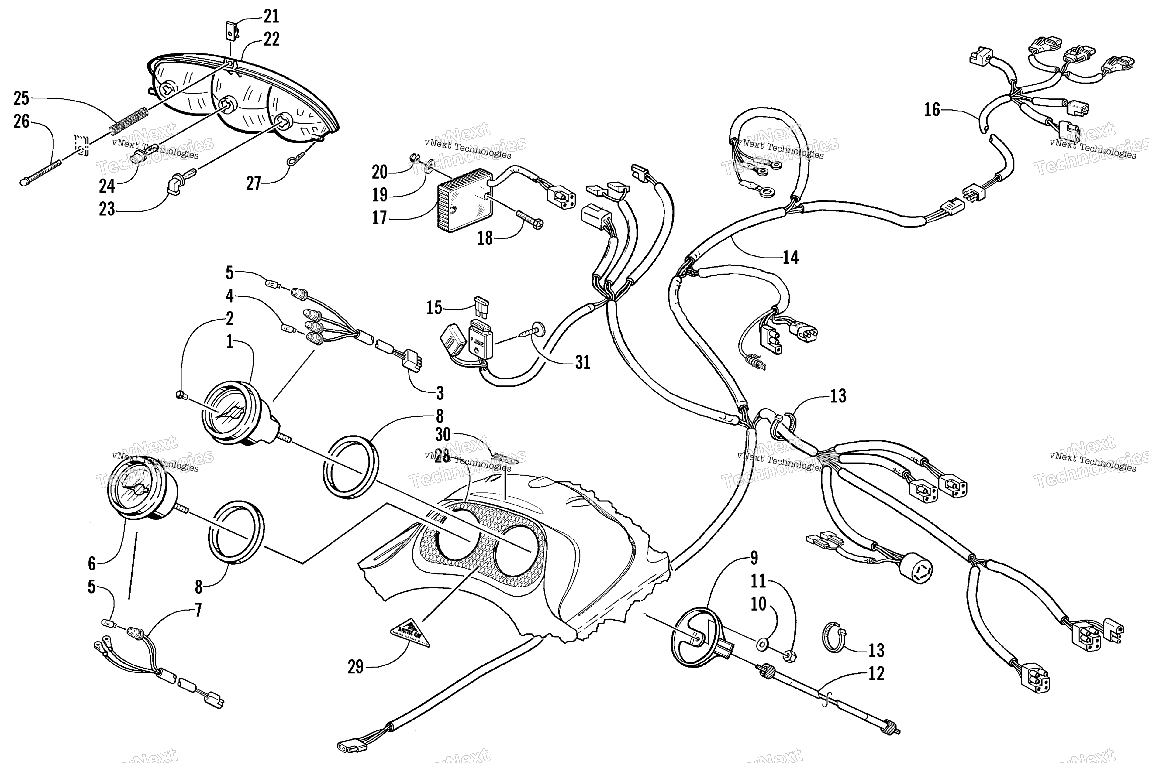 Headlight, Instruments, и Wiring Assemblies