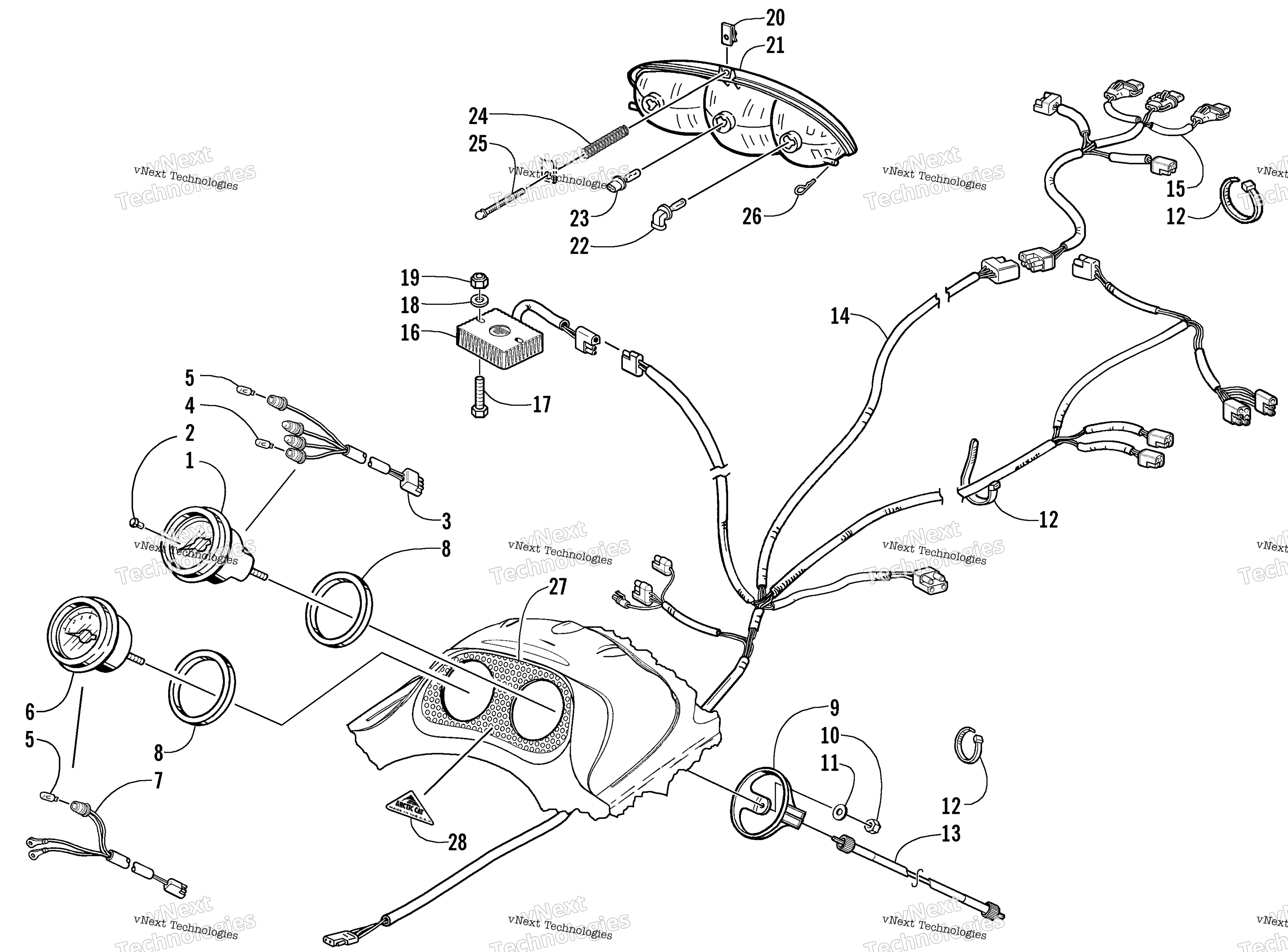 Headlight, Instruments, и Wiring Assemblies
