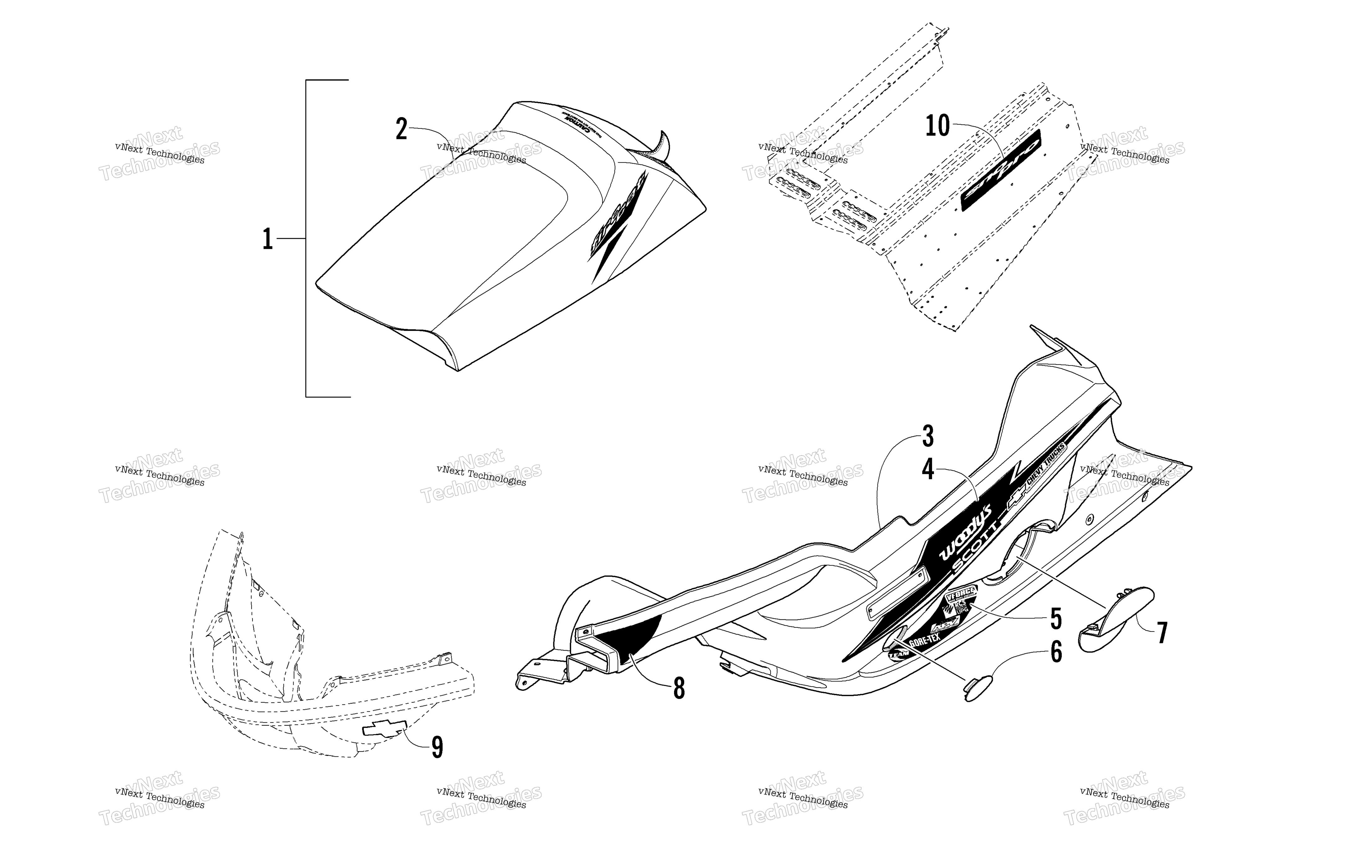 Seat, Belly Pan, и наклейки
