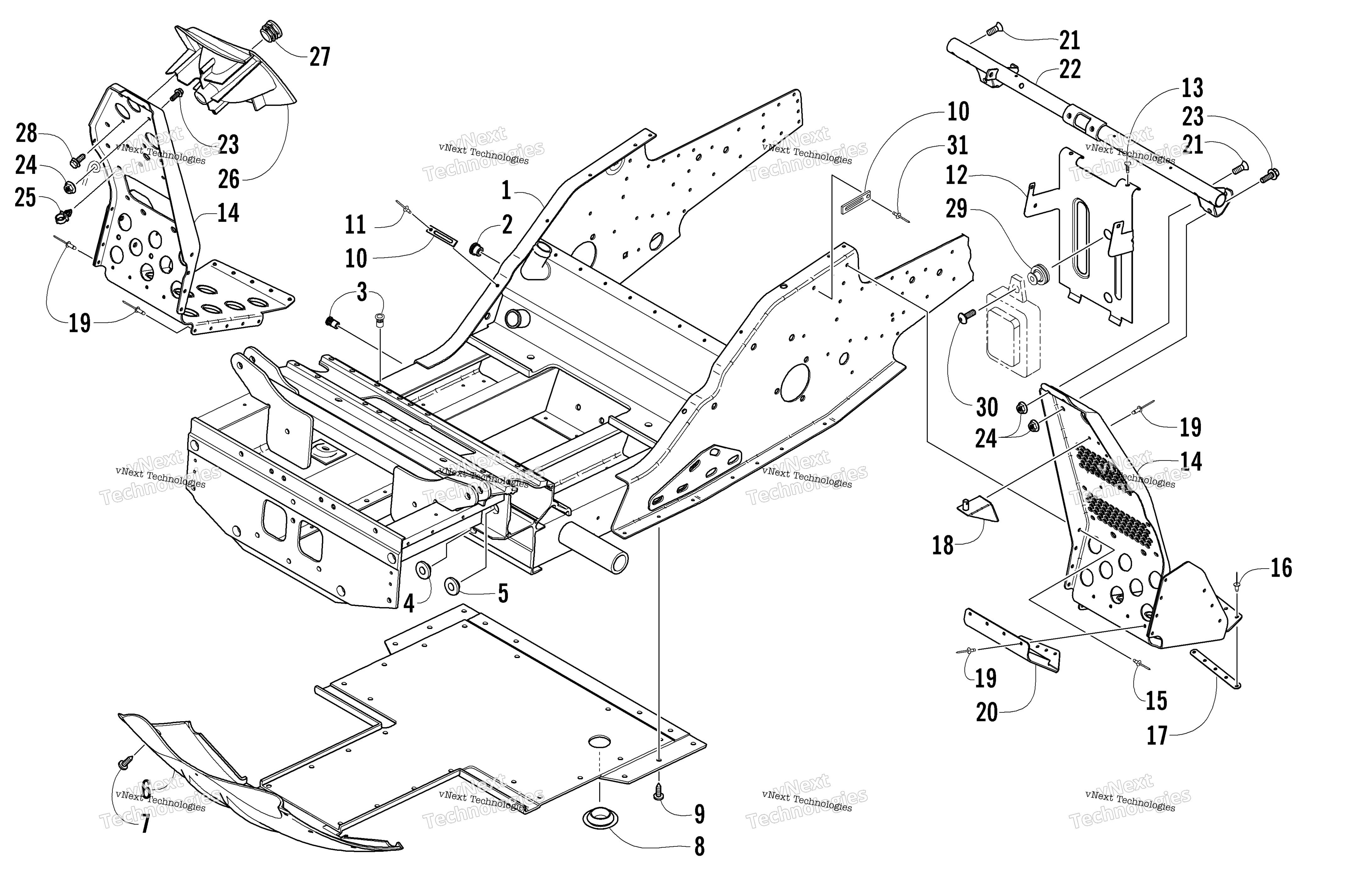 Передняя часть Frame And Footrest Assembly