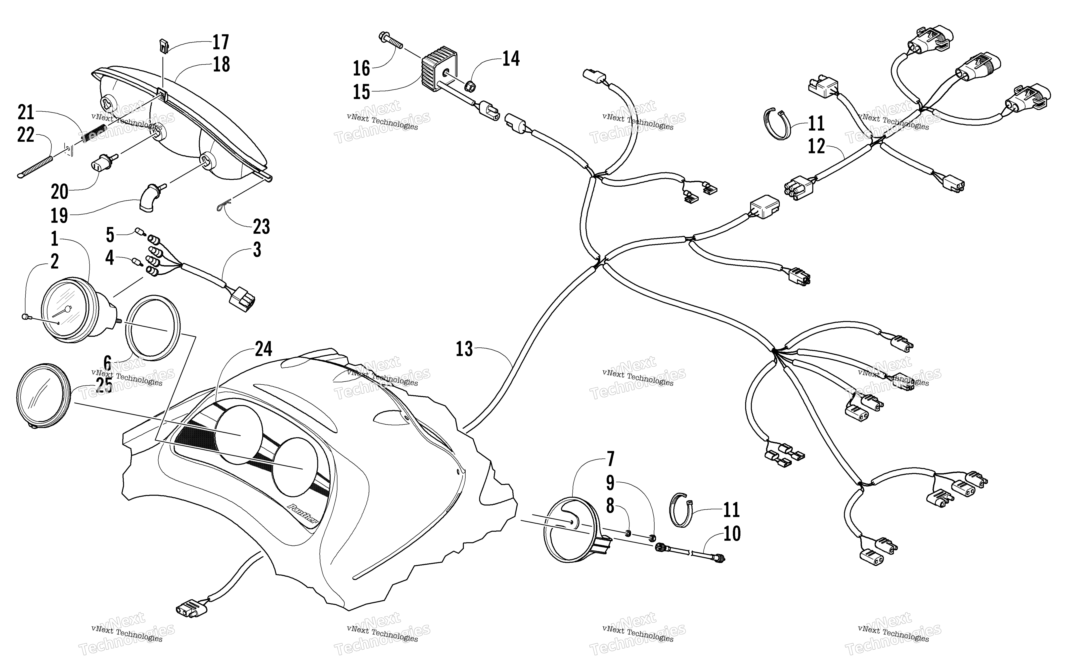 Headlight, Instruments, и Wiring Assemblies
