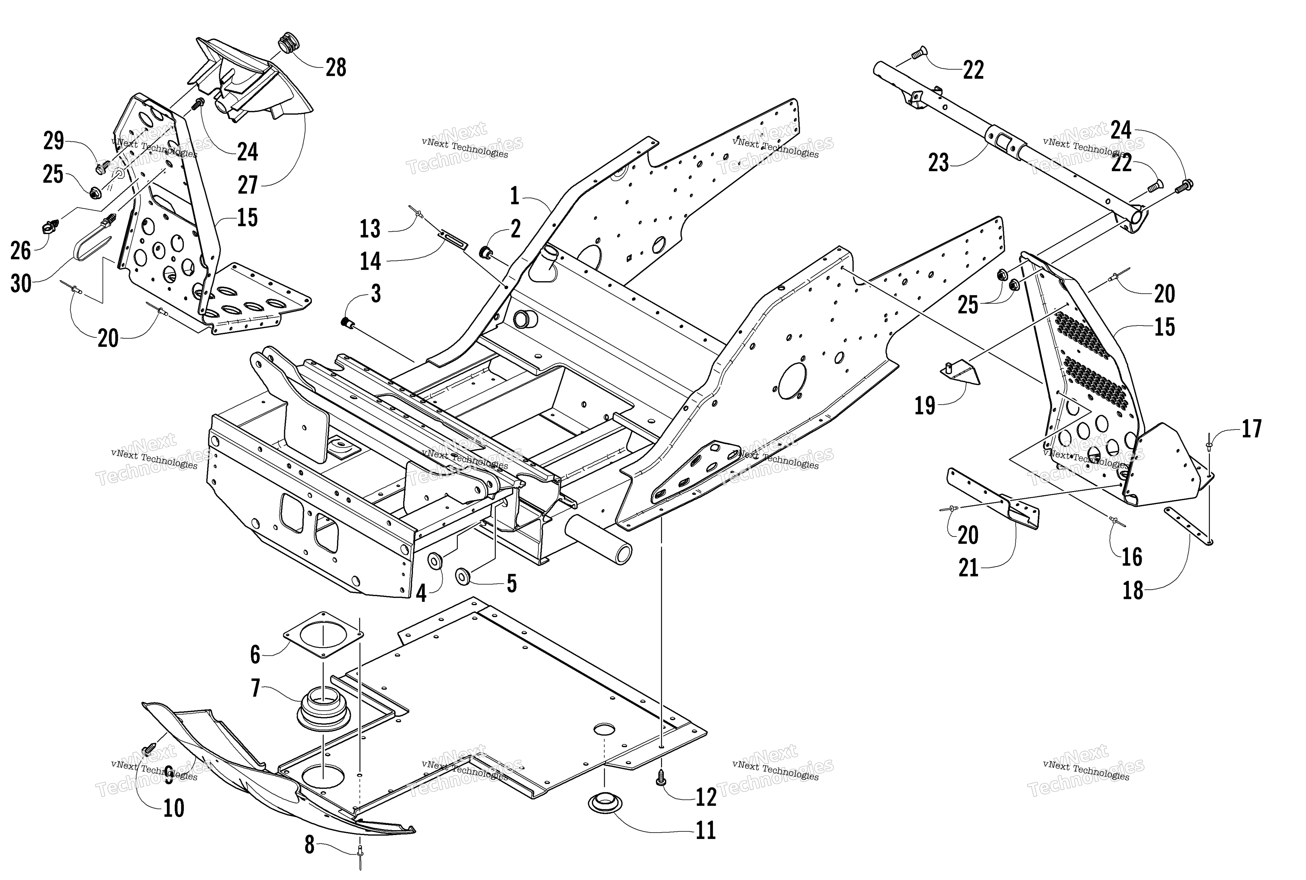 Передняя часть Frame And Footrest Assembly