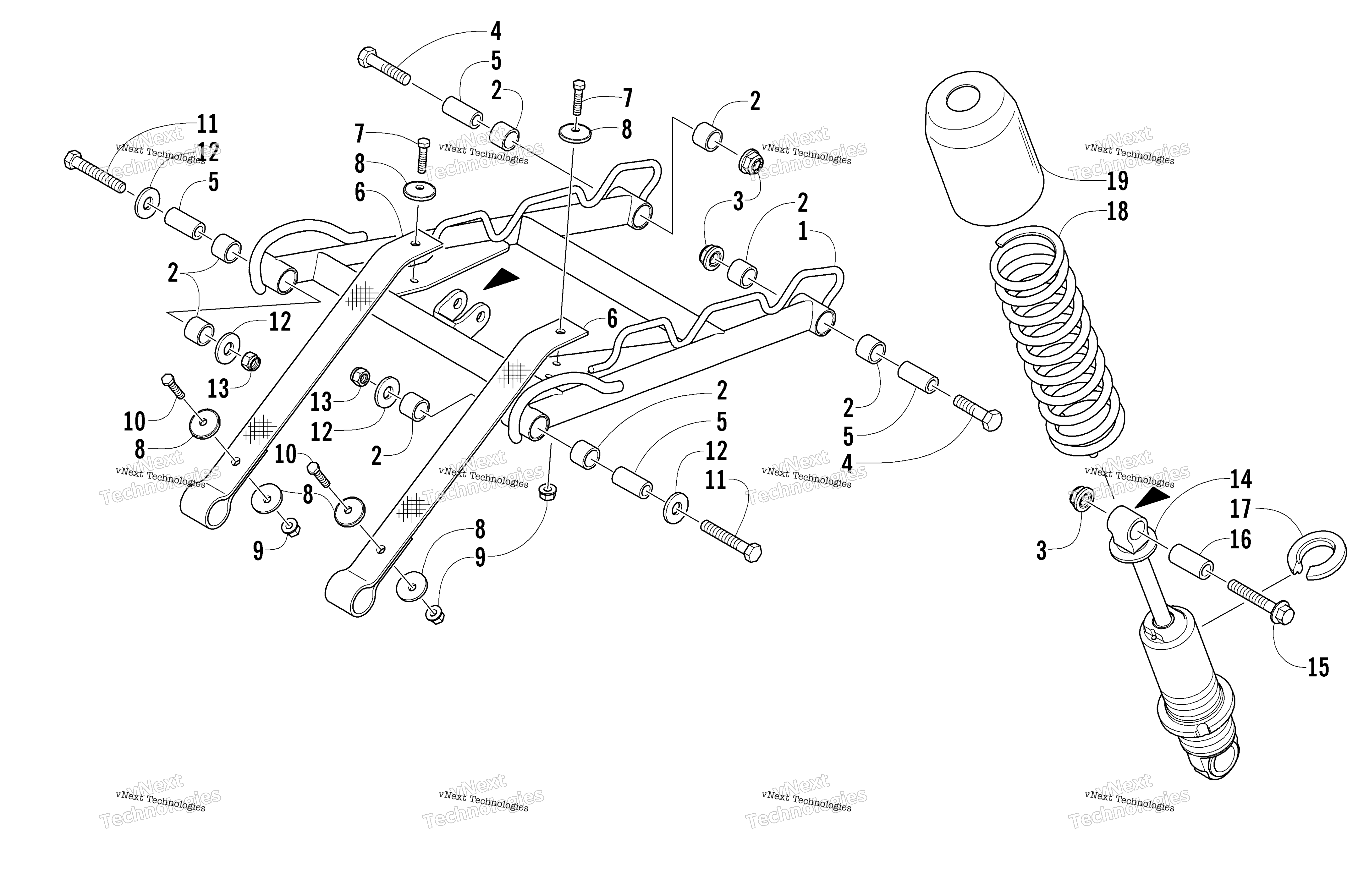 Задняя часть Suspension Front Arm Assembly