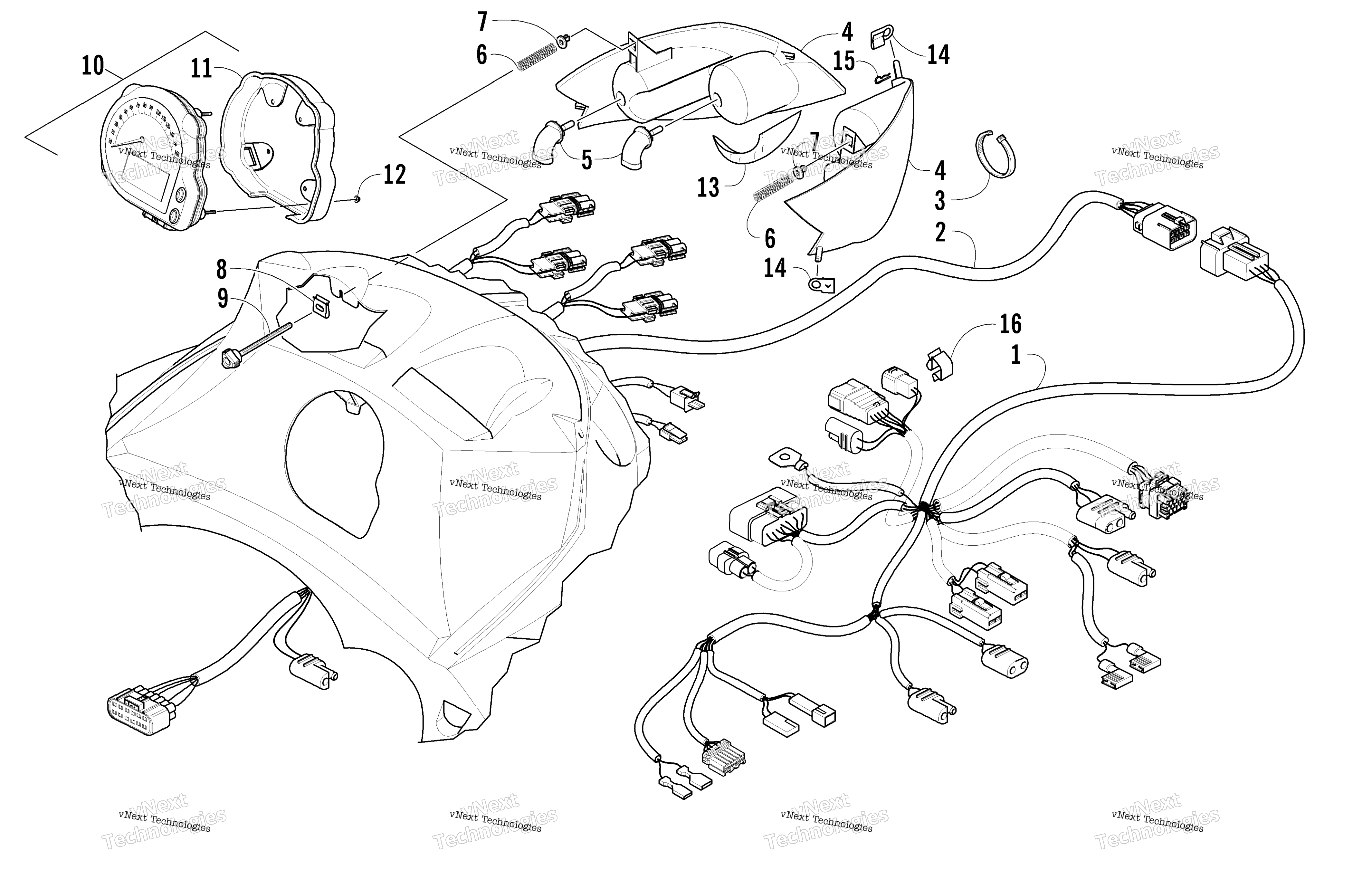 Headlight, Instruments, и Wiring Assemblies