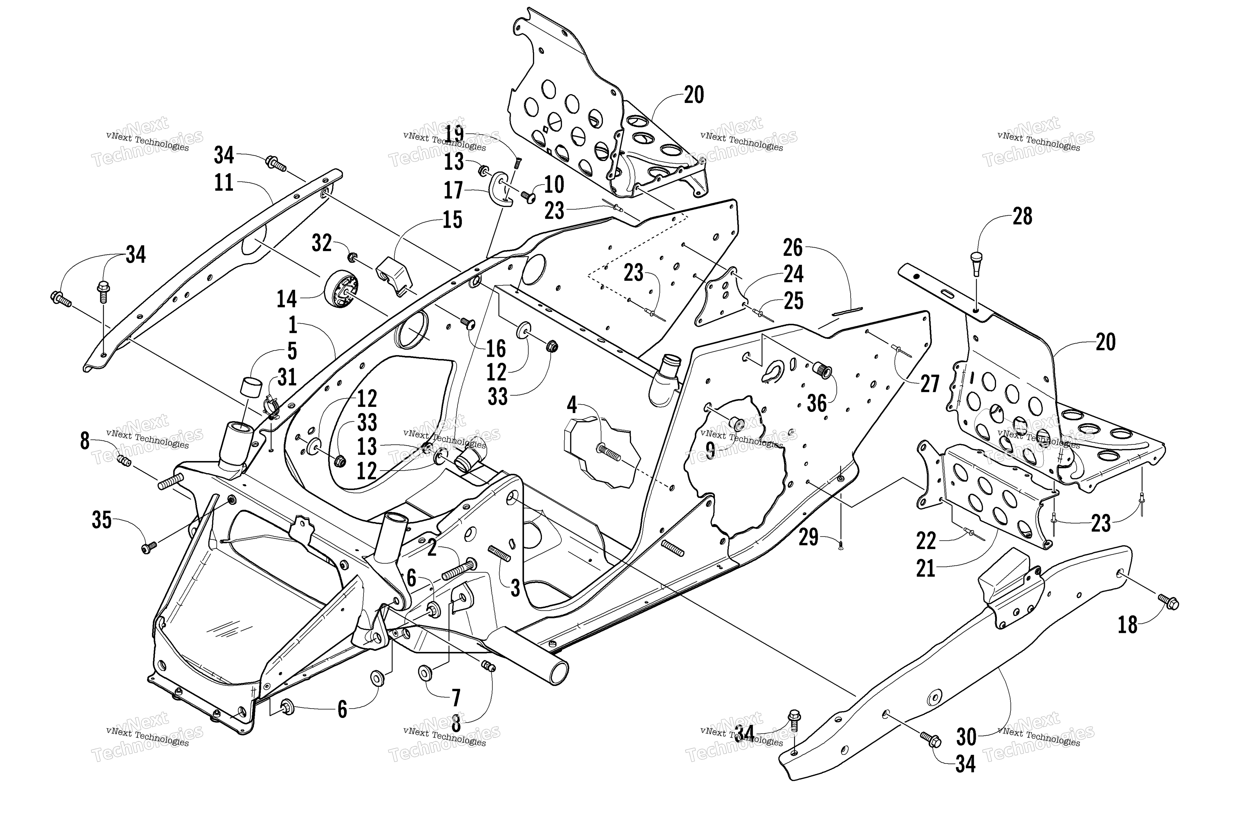 Передняя часть Frame And Footrest Assembly
