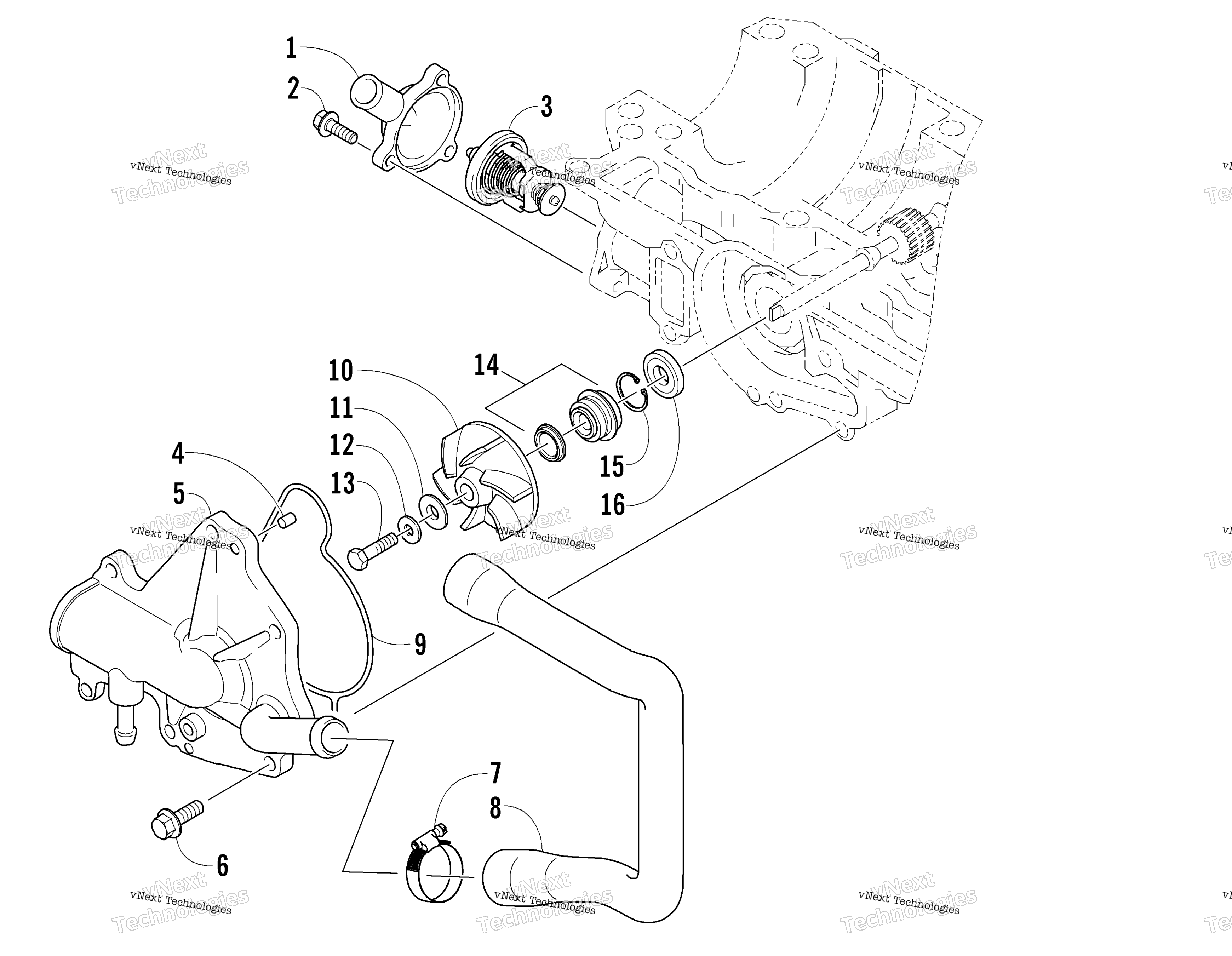 Система охлаждения Pump And Thermostat