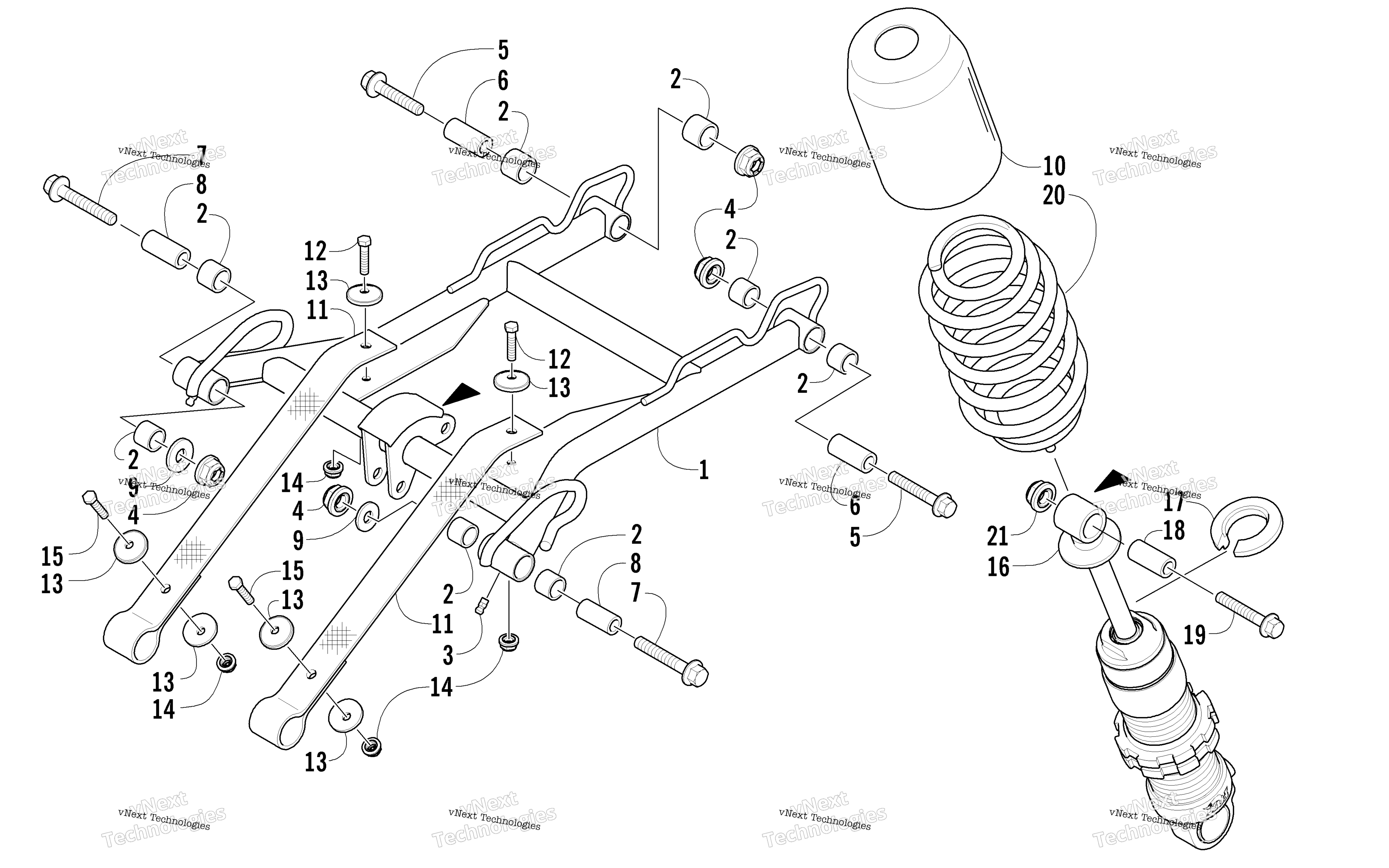 Задняя часть Suspension Front Arm Assembly