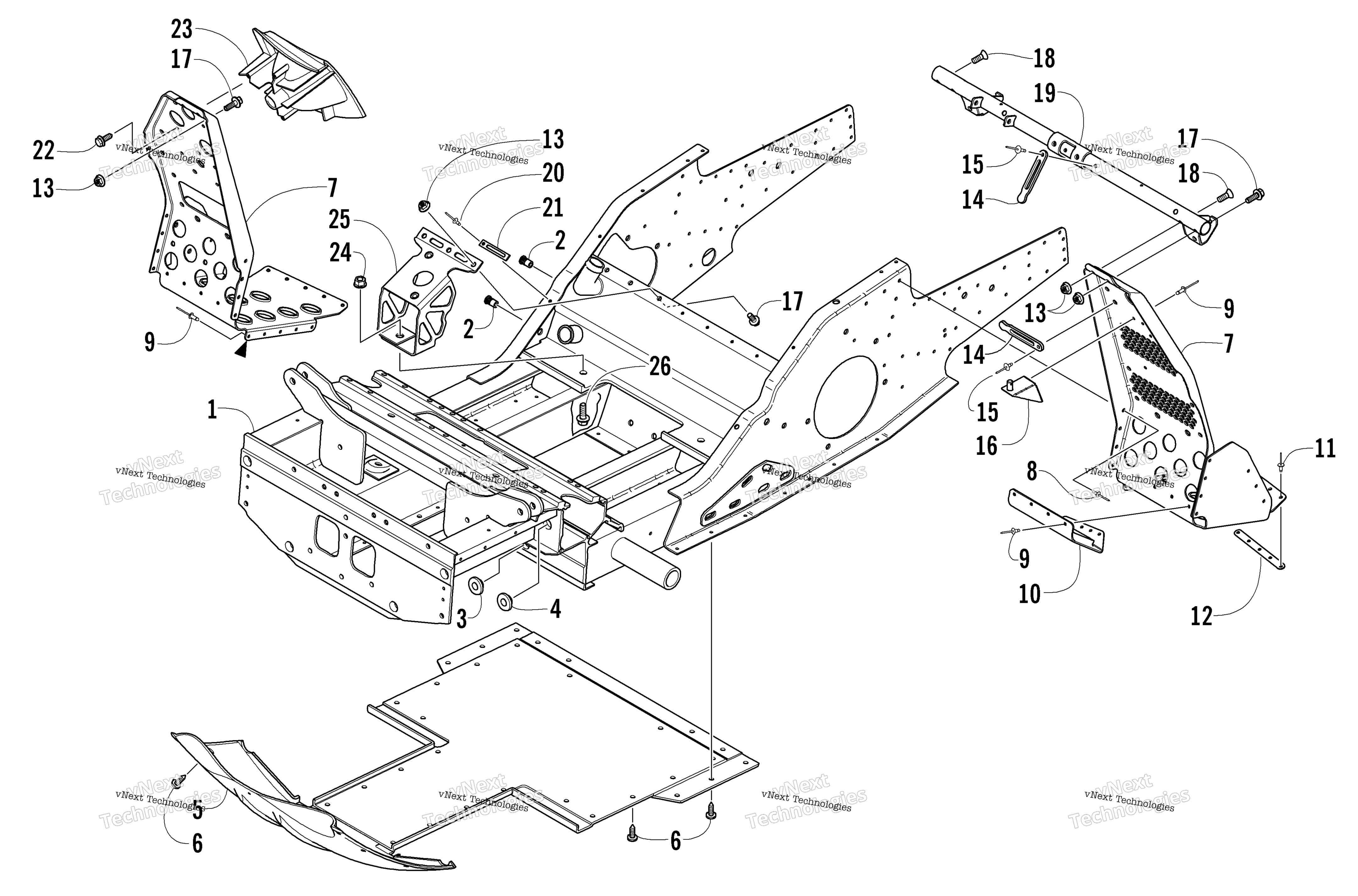 Передняя часть Frame And Footrest Assembly