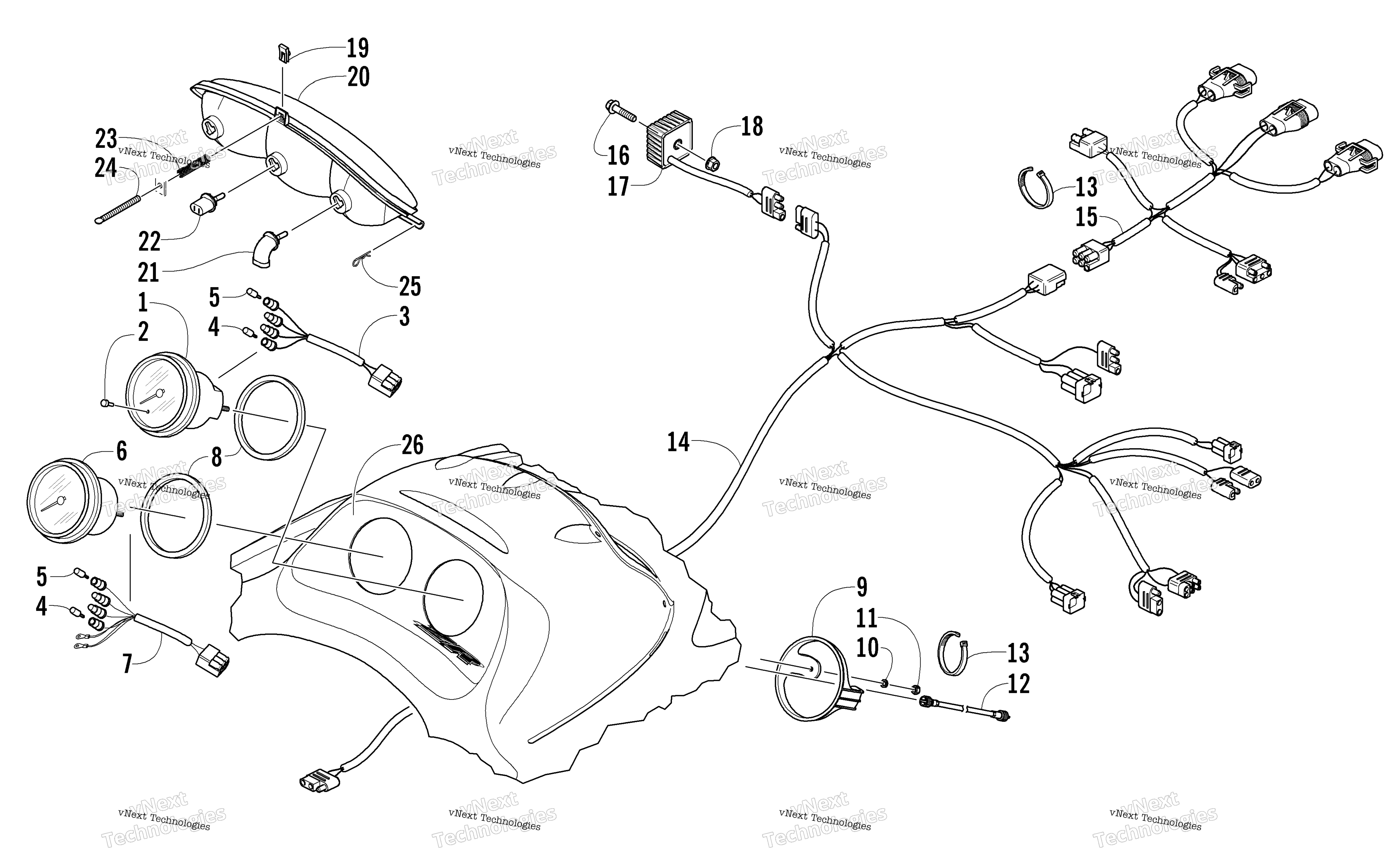 Headlight, Instruments, и Wiring Assemblies