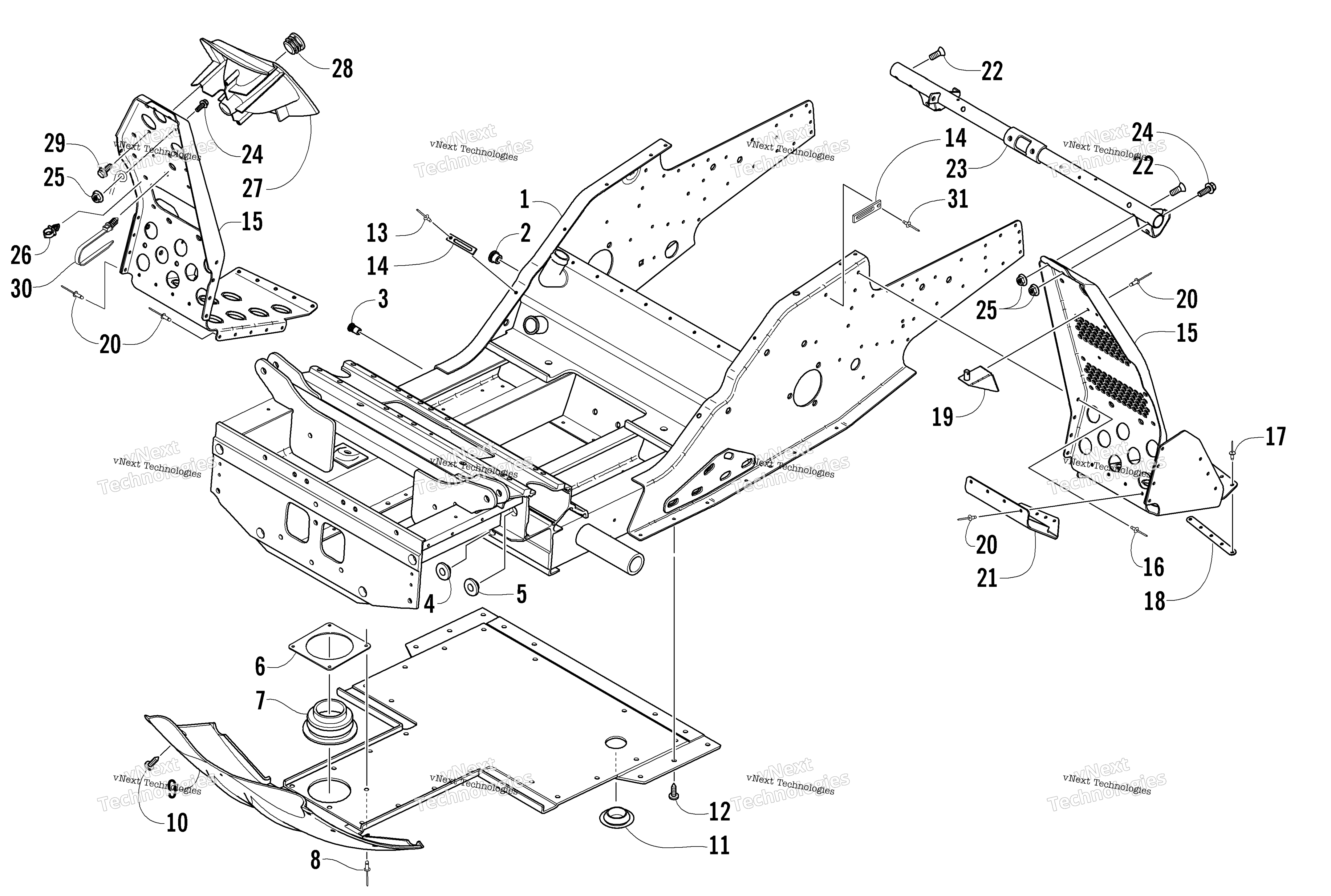 Передняя часть Frame And Footrest Assembly