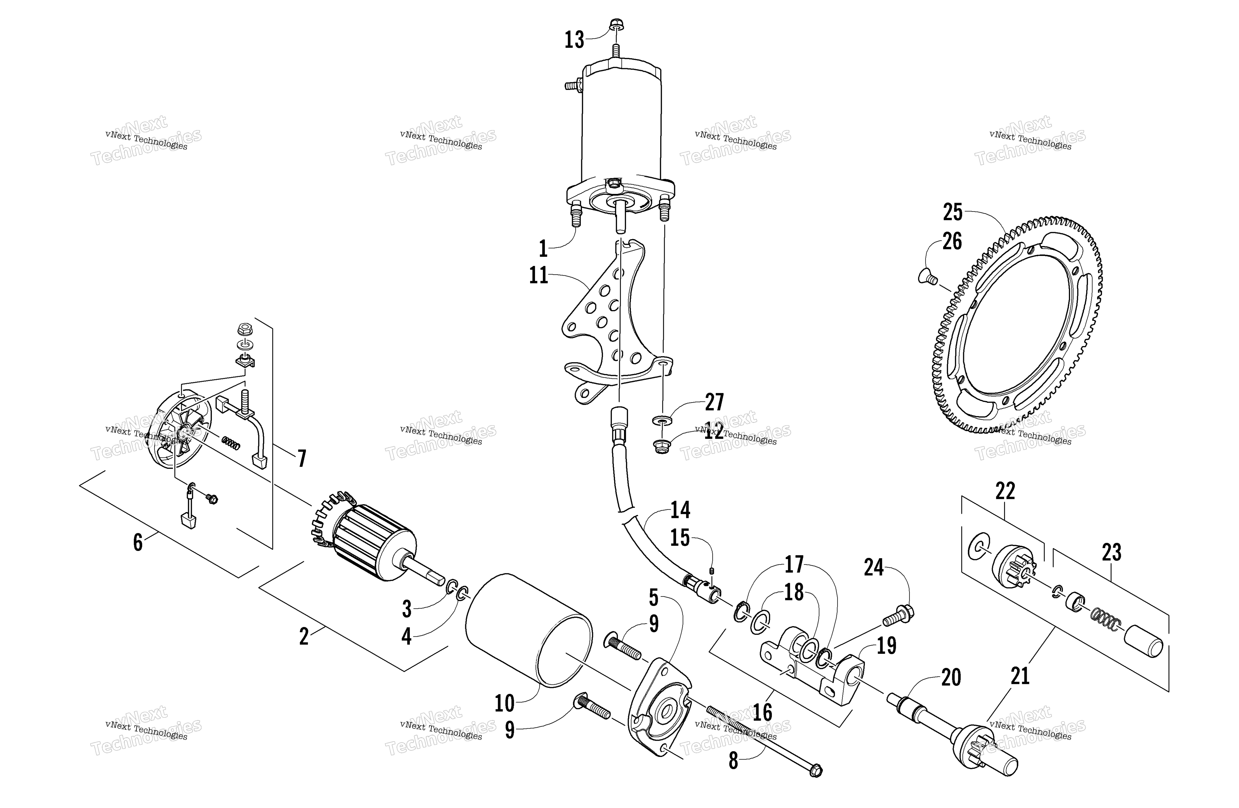 Flex привод Starter Motor узел